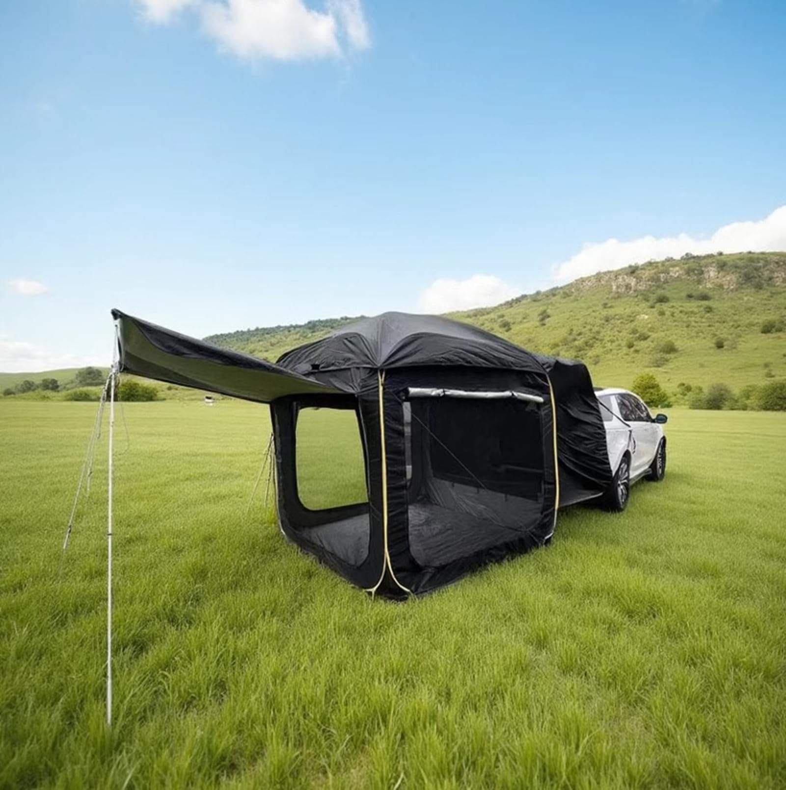 Heckzelt Caddy Freistehend, UV-Schutz, Ideal Für Camping Und Reisen, Aufblasbarer Autozelt Heckklappe 4-6 Personen, Universell Für Auto, LKW, SUV, Kofferraumzelt Heckklappenzelt