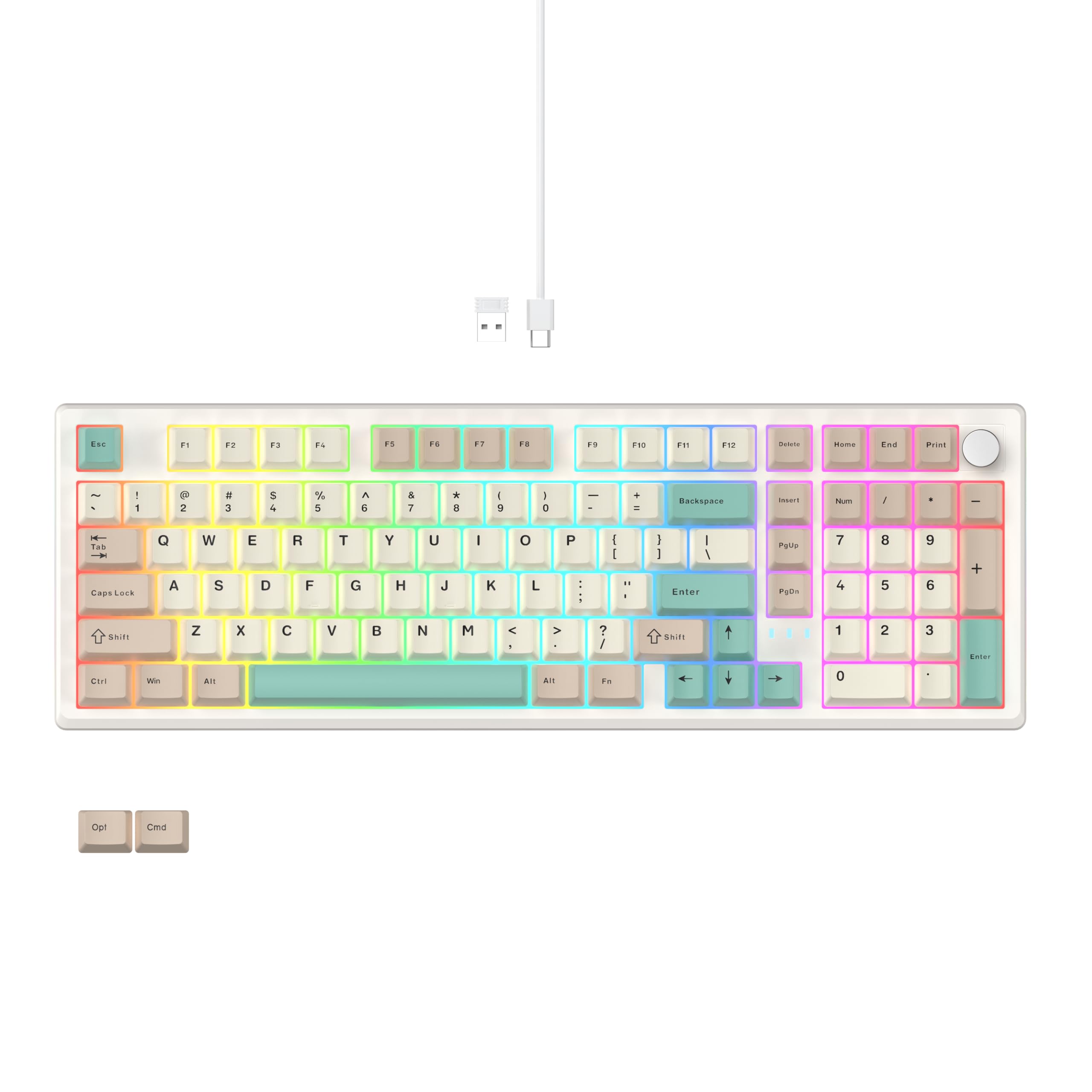 Tastiera meccanica senza fili LUMI101, tastiera full-size con la tastiera numerica | Tri-Mode BT5.0/2.4GHz/USB-C, tastiera personalizzata sostituibile a caldo, retroilluminata, per PC, tablet, PS/Xbox (verde)