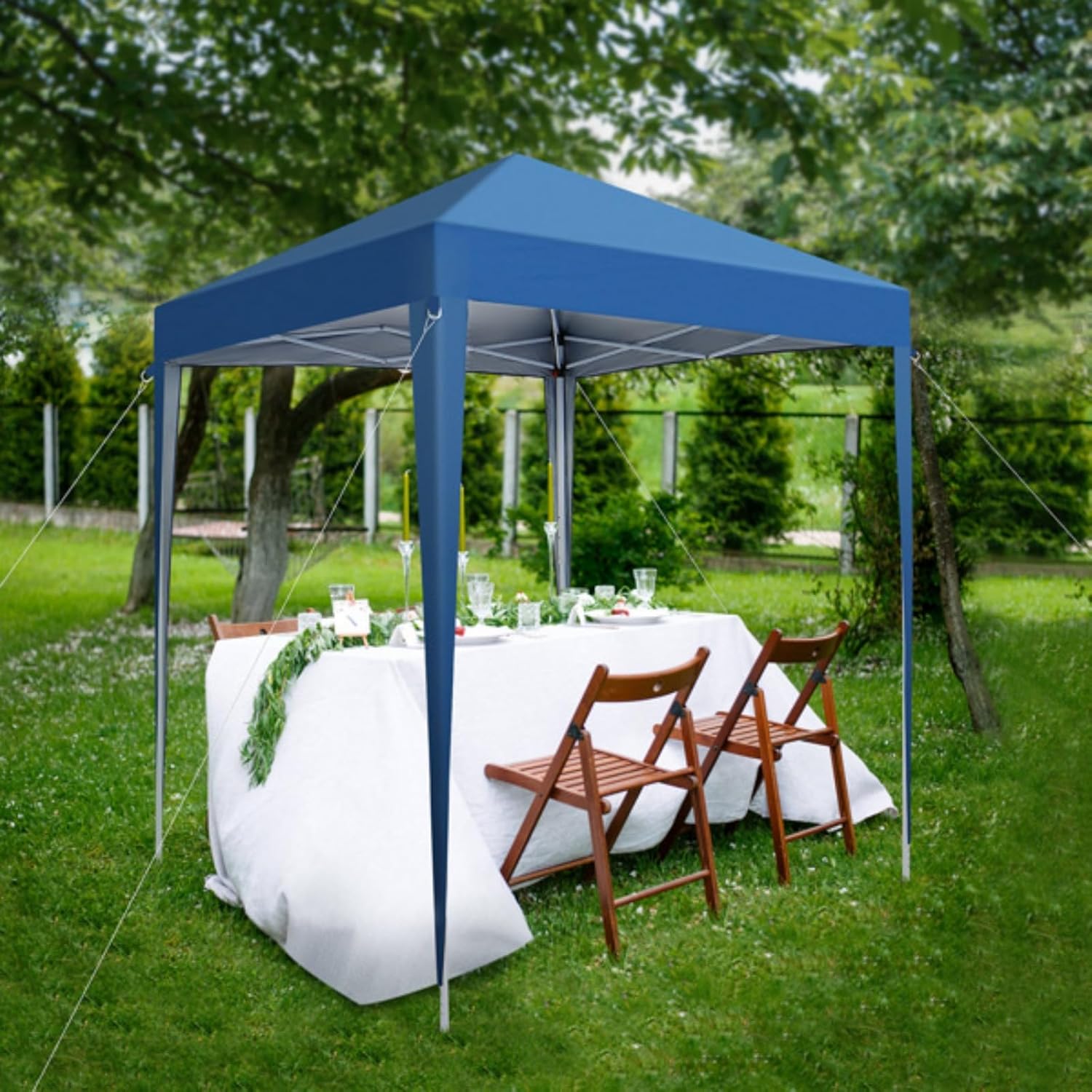Folding Tent Pergola,2 X 2m Practical Waterproof Right-Angle Folding Tent,Outdoor Waterproof Sun Protection Shelter for Camping Picnic Wedding Party,Blue