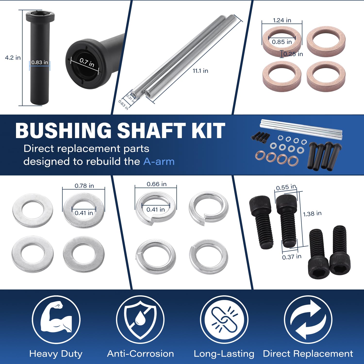 Kit di boccole per braccio ad A inferiore anteriore, compatibile con Polaris Sportsman 400 500 570 600 700 800, Trail Blazer 250 330 400 Trail Boss Xplorer Scrambler Magnum 325 330 425