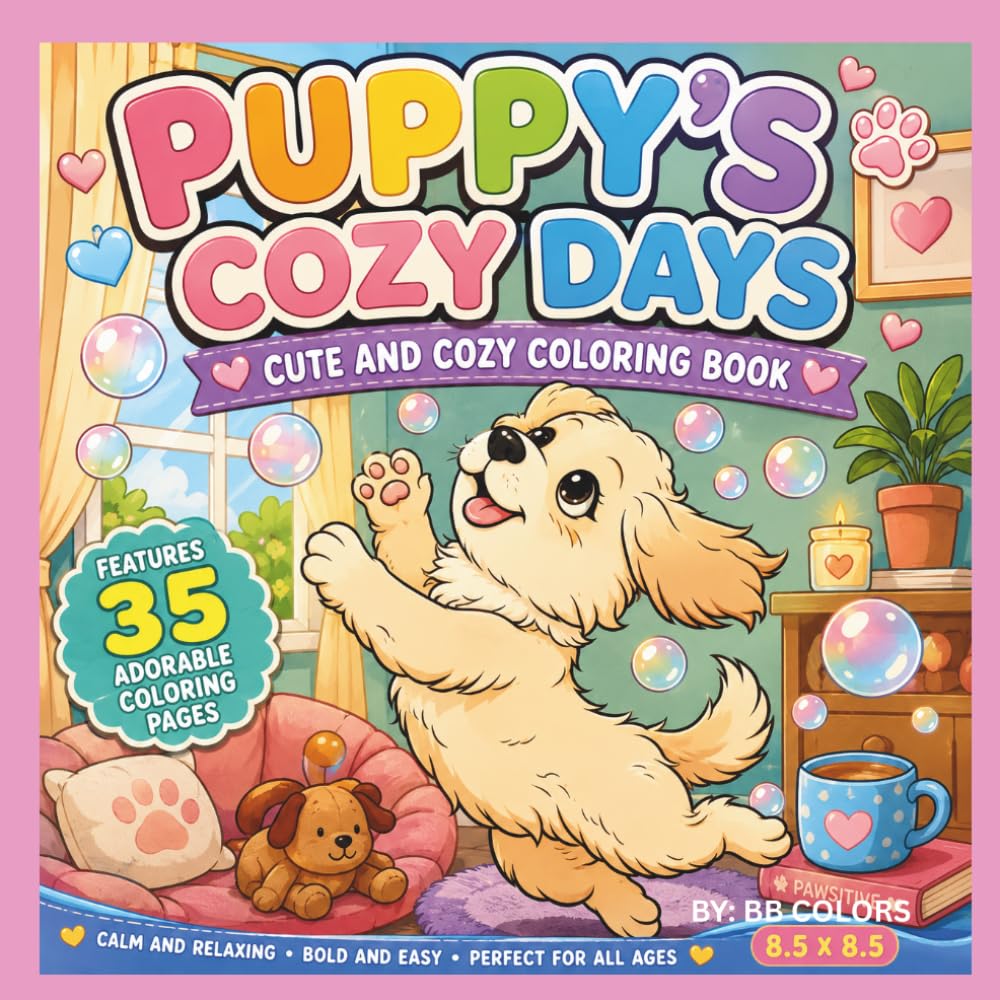 PUPPY'S COZY DAYS: CUTE AND COZY COLORING BOOK
