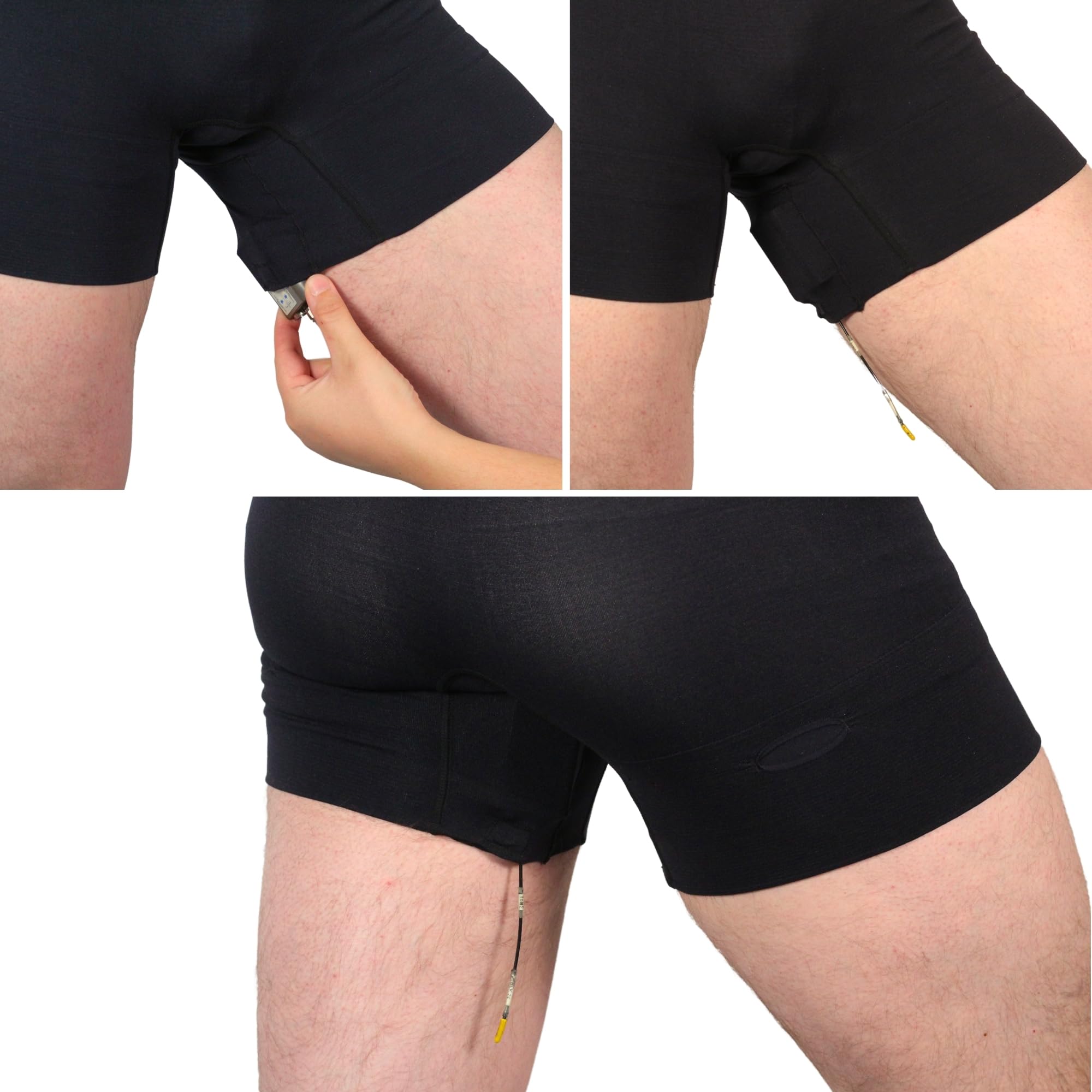 URSA Undies - Boxer leggeri per film, TV e teatro, passanti integrati e tasca con bottone automatico, per posizionamento wireless del microfono (nero, M)