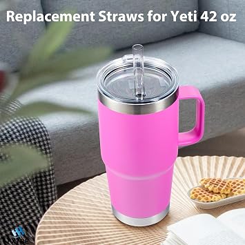 Straws for Yeti 42 OZ Cup, Replacement Straw for Yeti 42OZ Straw Mug, Long Reusable Rambler Tumbler Cups Accessories Drinking for Smoothies, Tritan Hard Plastic, Food Safe, BPA Free,Clear, 6-Pack