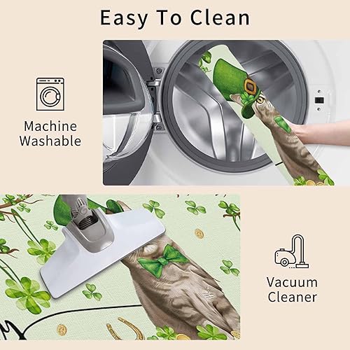 Vista 201 de Tapete de Feliz Navidad, tapete antideslizante para puerta delantera, baño, cocina, dormitorio, patio, entrada, 16 x 24 pulgadas, rojo, negro y verde