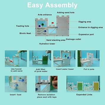 EXBEPE Large Sand Ant Farm Castle,Ant Habitat Ecosystem to Study Ant Colony Behavior Science Educational Kit for Kids