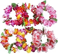 6PCS Hawaiian Flower Headbands - Vibrant Tropical Luau Leis Wreaths for Beach Parties, Pool Decor & Costume Favors