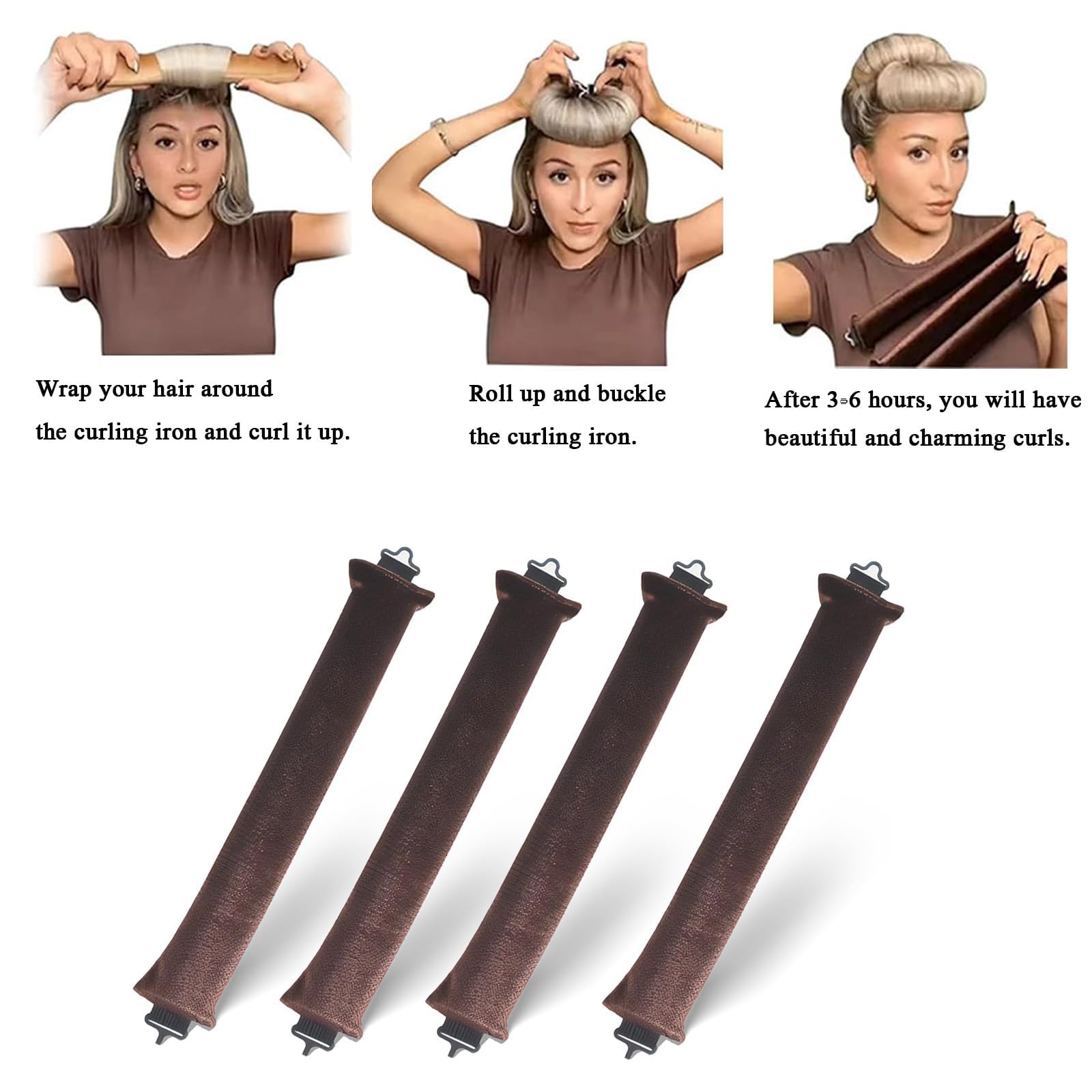 4 PCS Heatless Blowout Rods, Heatless Curls, Overnight Blowout Rods ...