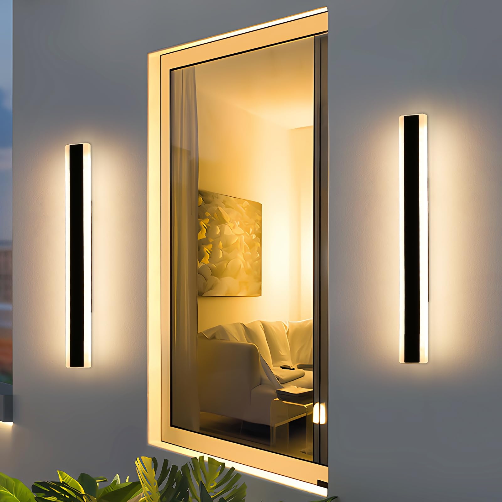 Modern Simple 80cm Outdoor Wall Light, 2pack 3 Colour Light 3000k/4500k/6000k Wall Mounted Acrylic Wall Light, IP65 Rainproof Outdoor Porch Wall Sconce for Garden, Porch, Garage, Patio — view 8
