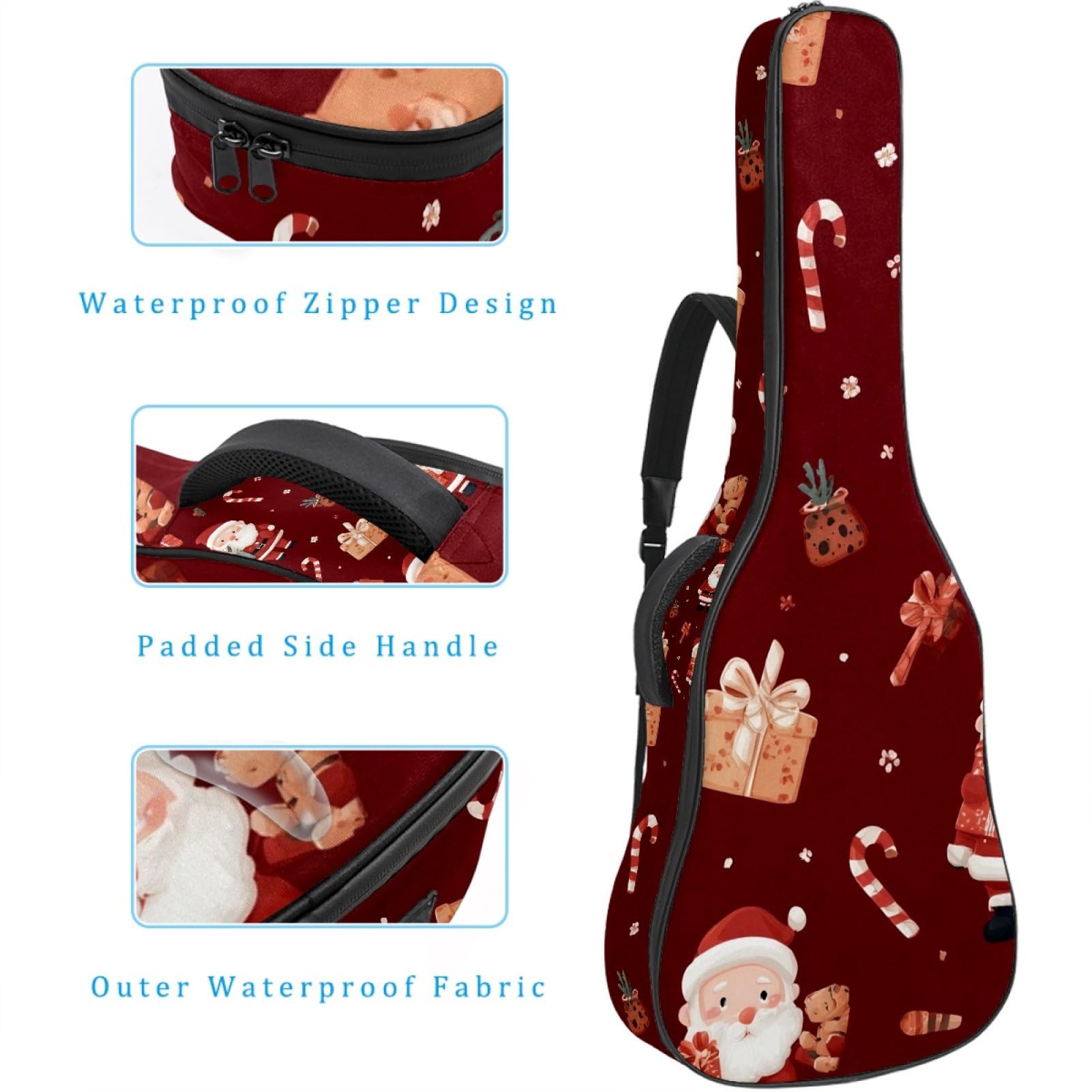 109,9 cm (43 Zoll) Tasche für Akustikgitarre, weicher Koffer mit Rucksackgurt und 2 Taschen, keine Polsterung, Rucksack, wasserdicht, Oxford-Stoff, Bassgitarre, Gigbag für klassische