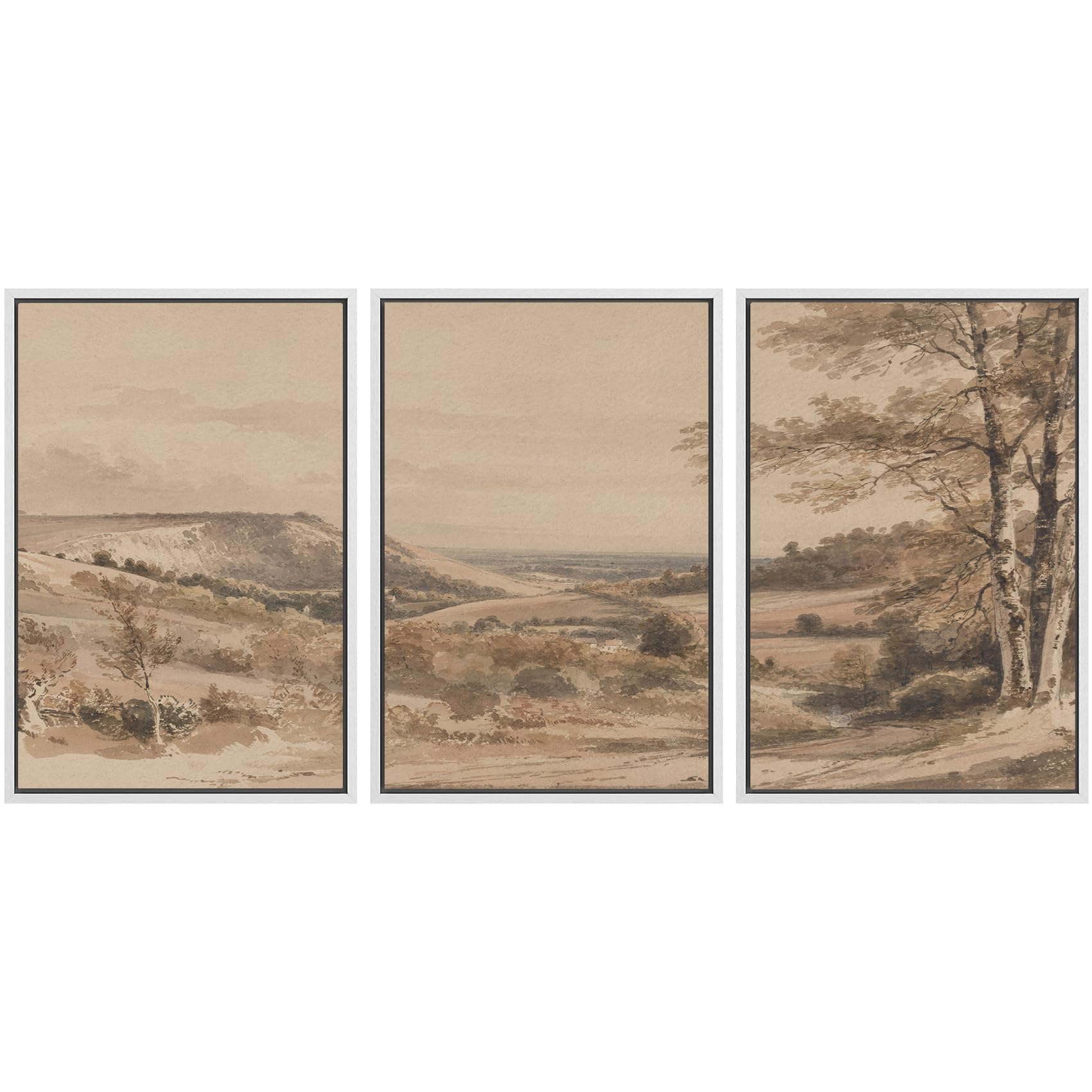 SIGNWIN Framed Canvas Print Wall Art Set Coastal Serenity Abstract Seaside Illustrations Modern Art Decorative Rustic Calm/Zen for Living Room, Bedroom, Office - 24"x36"x3 Natural — view 36