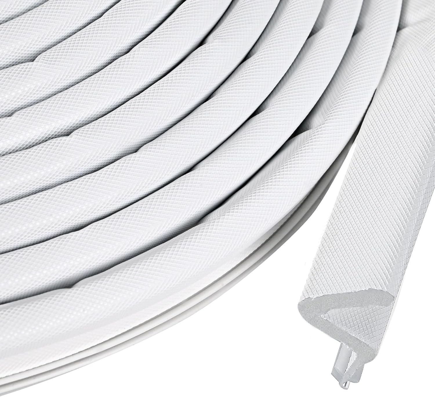 fowong Kerf Weather Stripping White, V Shaped Door Seal Strip Soundproof Door Frame Weather Seal for Doors Large Slot Door Seals （White, 40feet）