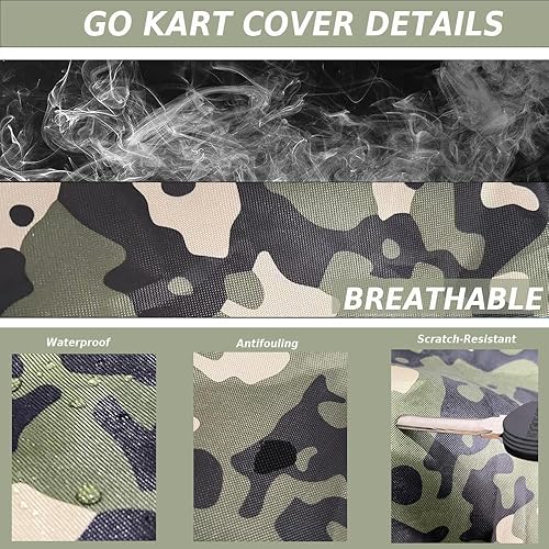 Miniatura 4 de Gokart - Funda para Go Kart de camuflaje pequeña, impermeable, grande, accesorios Gokart para Baja TrailMaster, Mudhead- 66.92 pulgadas de largo x