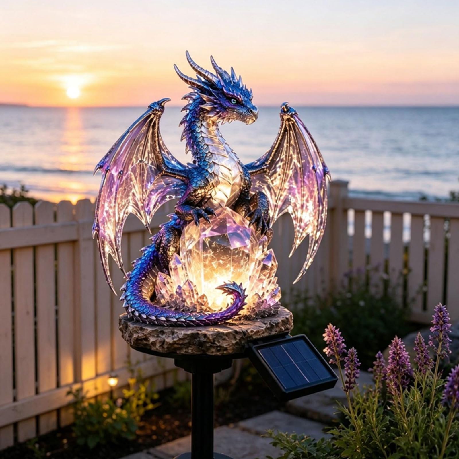 Solar Dragon Crystal Garden Light Outdoor Yard Decor 45cm