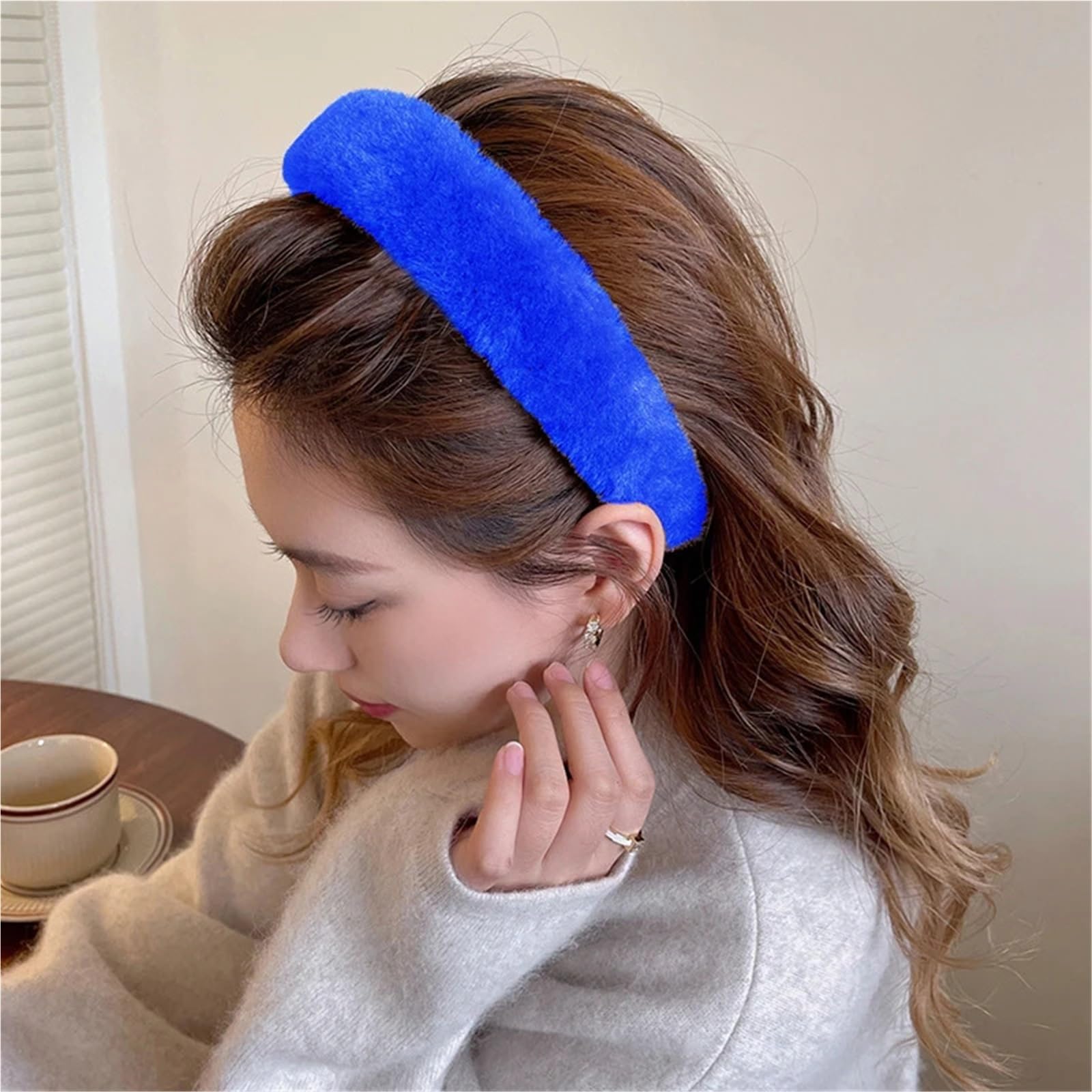 2 stücke Haarbänder Haar Hoop Frauen Elegante Zubehör Stirnbänder Weiche Breiten Kopfbedeckung Mädchen Party Headware Für Damen(Blue)