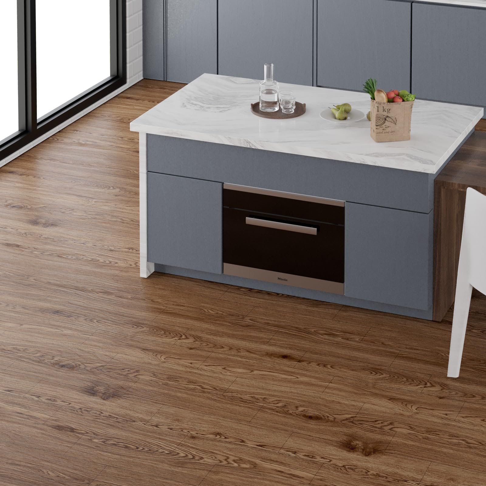 Oxdigi Suelo de PVC autoadhesivo de 6 m², aspecto de madera, baldosas de vinilo para puerta de entrada, salón, cocina, balcón, trastero, recortable, suelos de vinilo, 0,6 x 10 m, nueces
