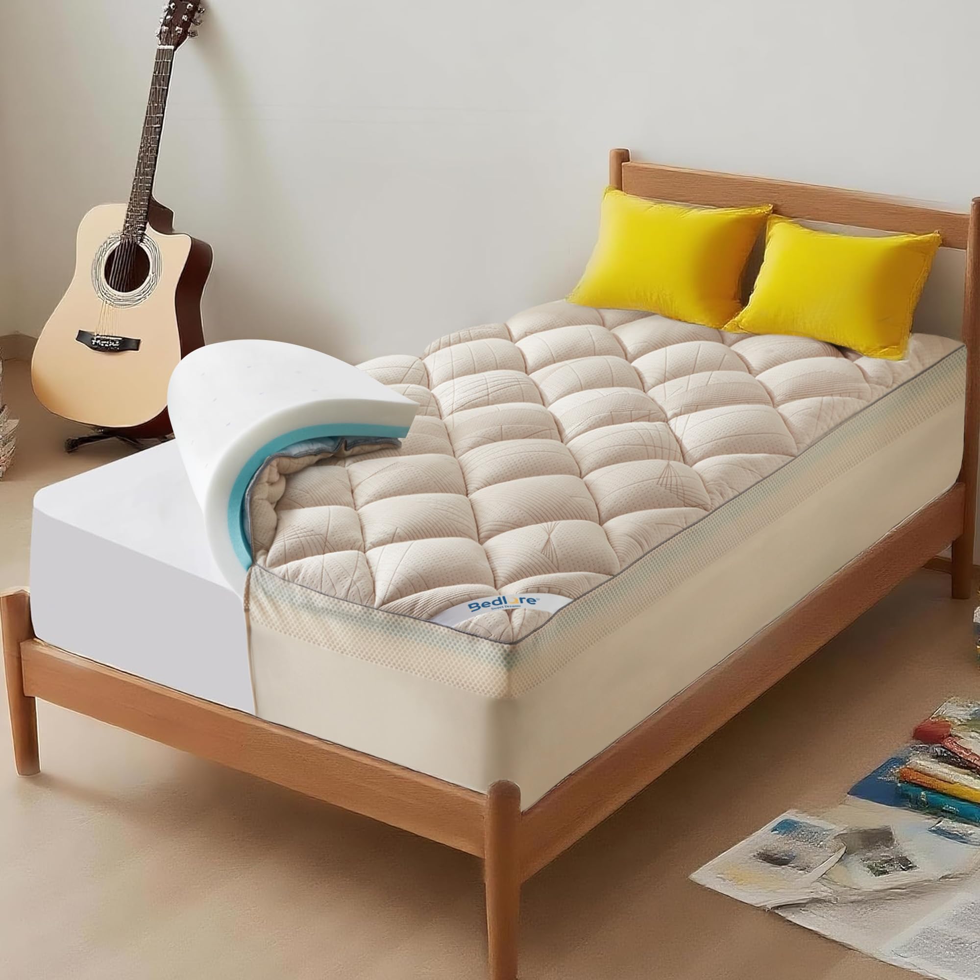 Bedlore 4 Inch Memory Foam Mattress Topper Twin XL