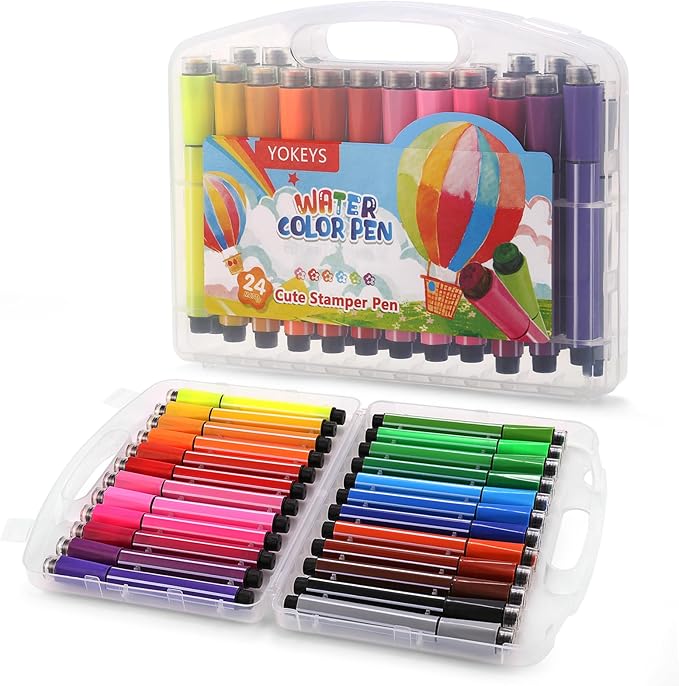 YOKEYS 24 Colors Washable Stamper Markers for Kids