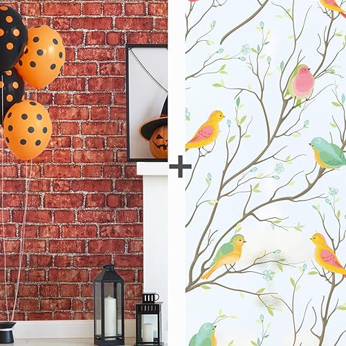 Coavas Papel tapiz de ladrillo rojo + papel tapiz para despegar y pegar