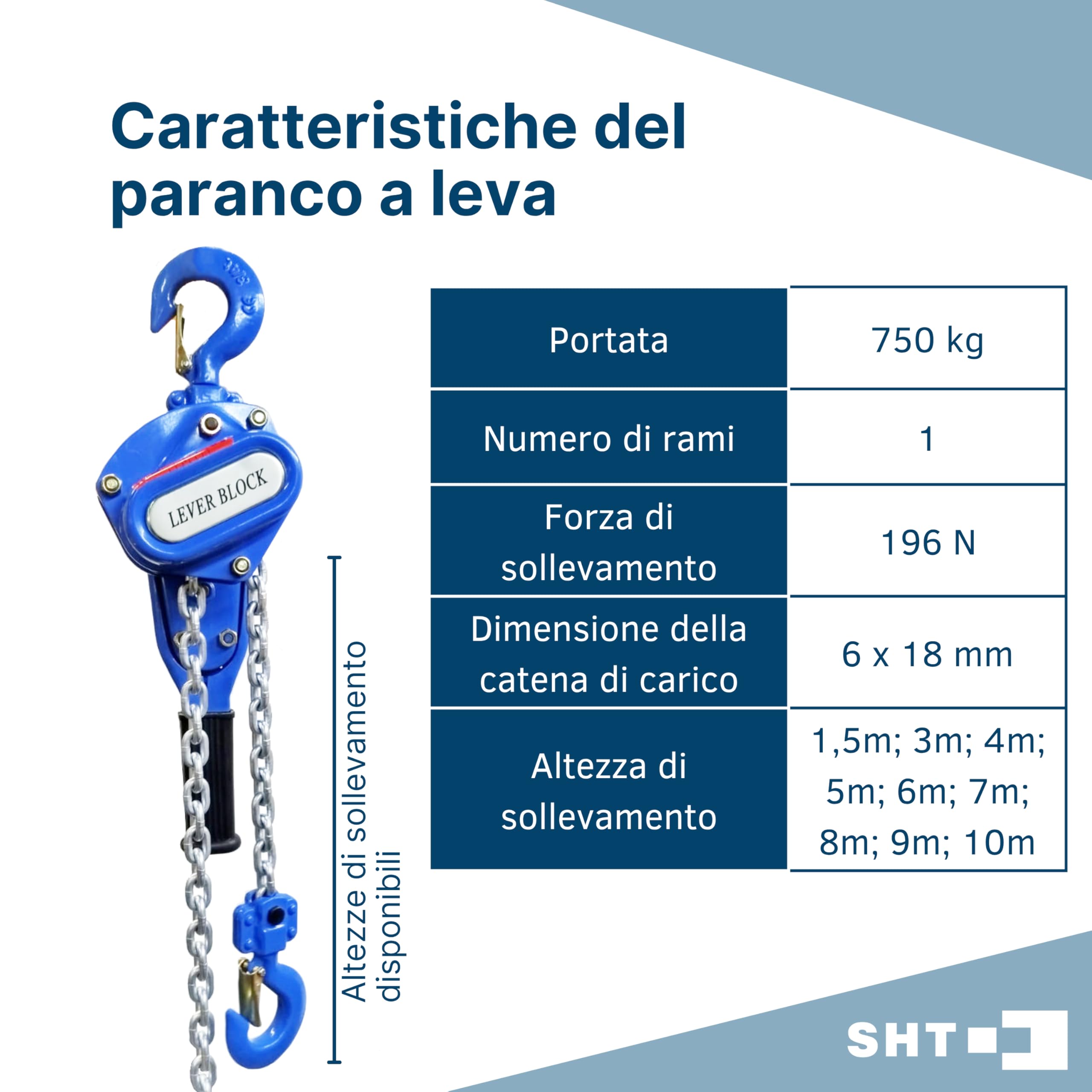 SHT, trazione a cricchetto, sollevamento, capacità di carico: 6000 kg, altezza di sollevamento: 4 m