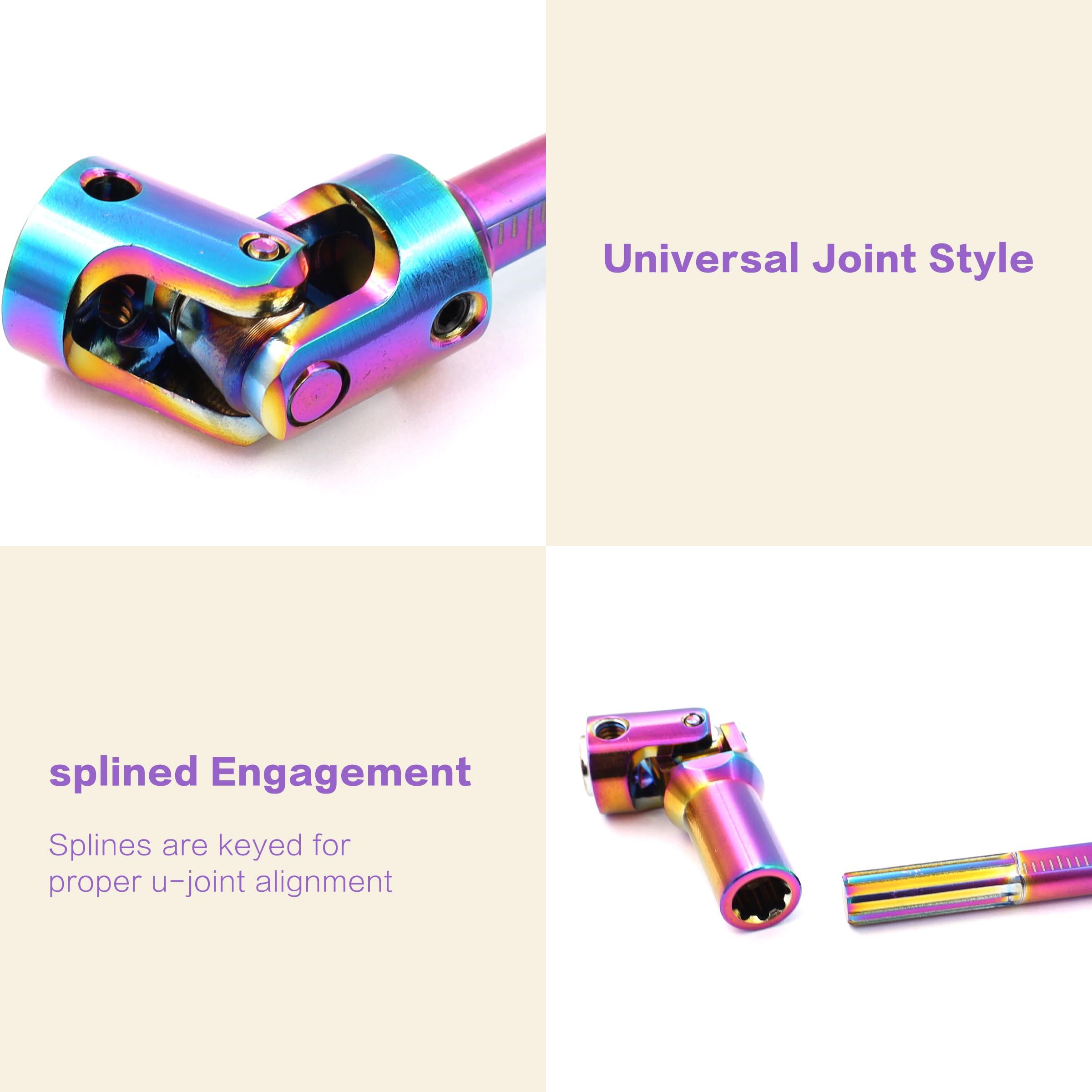 Raflot Rainbow Colorful SCX10 Drive Shaft 68-229mm Cut to Length Stainless Steel Driveshaft for 1/10 RC Crawler LCG Rig Sportys Scalers GSPEED Capra SCX10 Pro Element DIY SCX10(1PC)