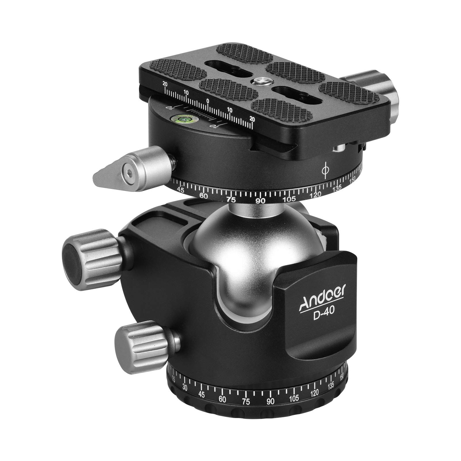 Andoer Testa a sfera panoramica, testa a sfera per fotocamera, design a U, centro di gravità basso, supporto per treppiede, monopiede, fotocamere DSLR-ILDC, portata massima 25 kg