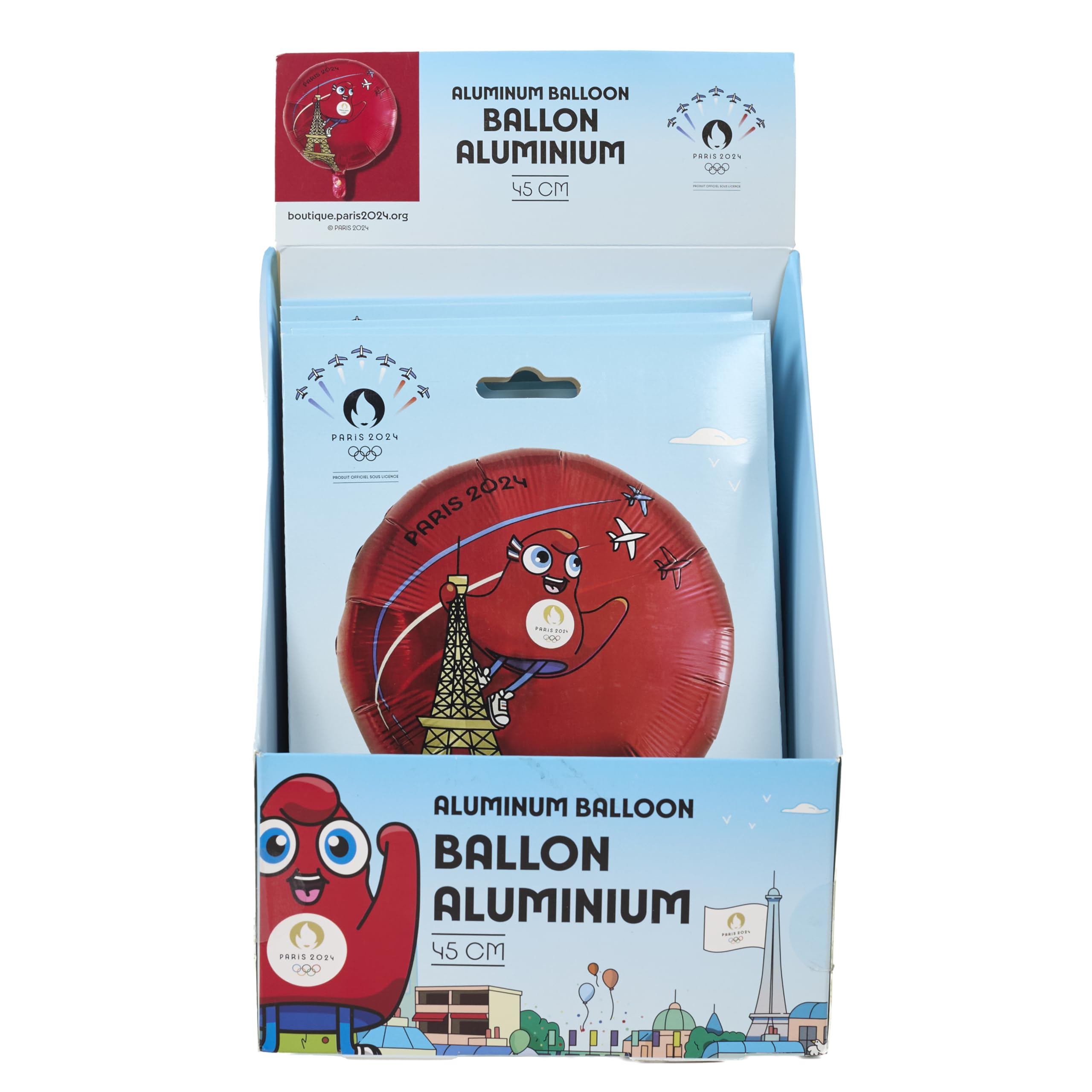 PARIS 2024 Folienballon – Offizielles Lizenzprodukt, Rot, 45 Cm, Für Helium Oder Luft, Partydekoration Zu Olympia, Geburtstag
