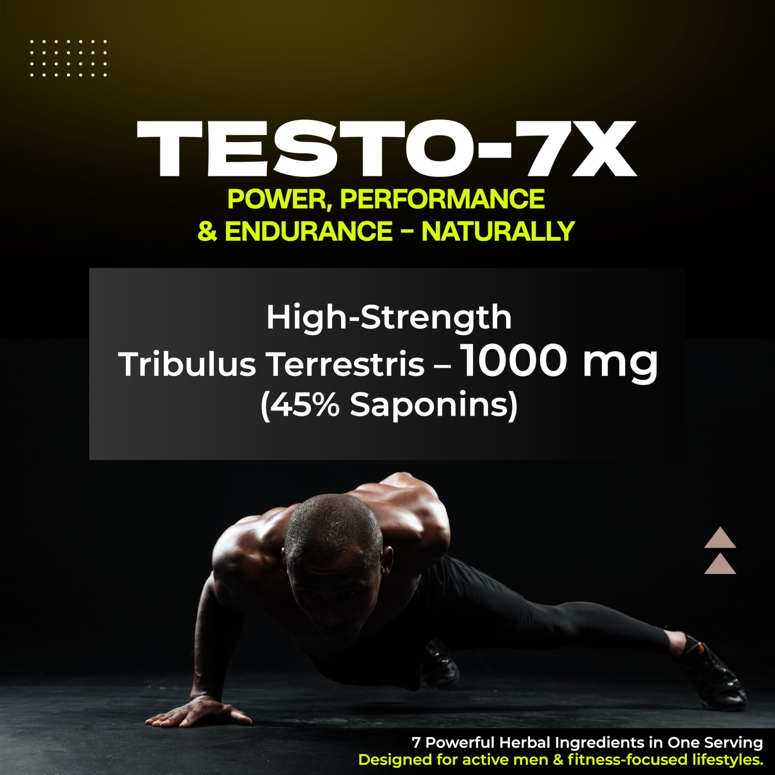 Health Veda Organics Testo-7X Supplement with 1000mg Tribulus Terrestris & Ashwagandha - 60 Tablets | 7-in-1 Natural Blend for Men's Strength, Stamina & Energy | Muscle Support & Vitality Formula 1
