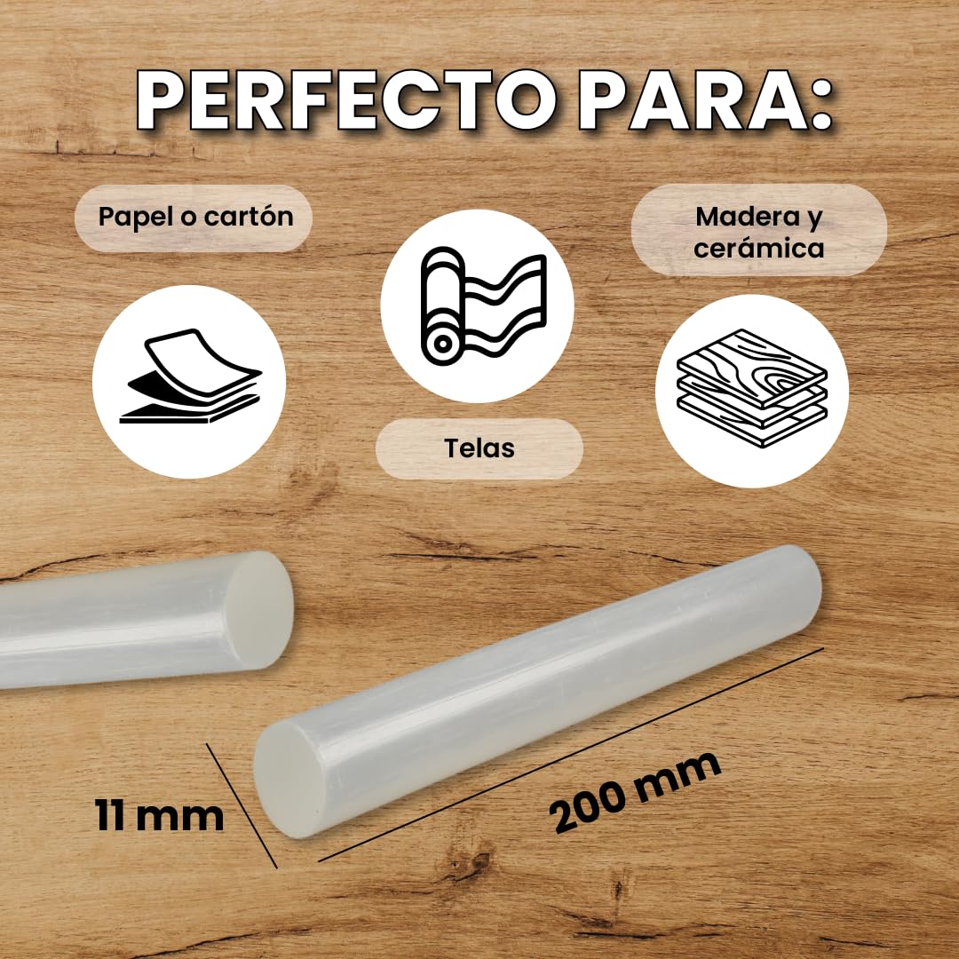 RZT | Cola Termofusible Traslúcido Para Pistola | Barras Para Pistola Caliente Transparente 11mm X 200mm | Uso Profesional | Termofusible Resistente Para Manualidades Y Reparaciones | 2Kg 100 Barras