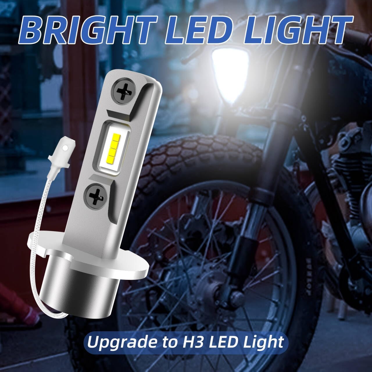Vintage Motorcycle Headlight Upgraded Front Spotlight Lamp, Custom Triangle Chrome Head Light Bottom Mount - Universal Fit Chopper Bobber Cafe Racer Harley Suzuki Kawasaki Yamaha Triumph