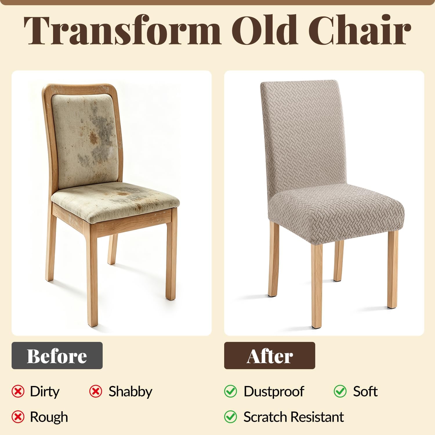 Chair Covers for Dining Chairs Set of 2, Khaki
