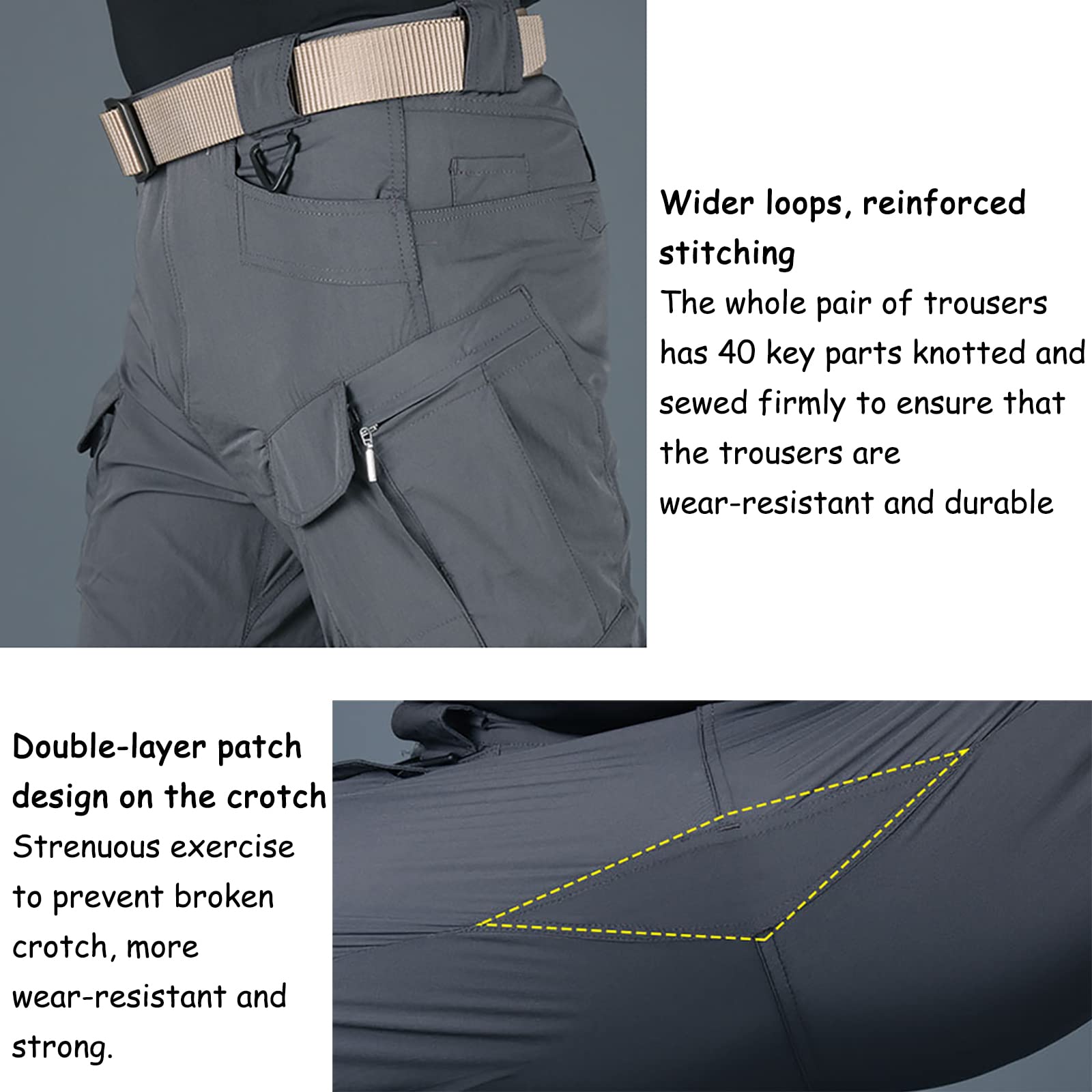 Pantalones de Combate Táctico para Hombre Antidesgarro Multibolsillos Pantalones Cargo Militares para Senderismo Caza Camping(Size:L,Color:Negro)