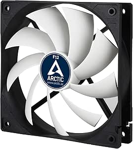 ARCTIC F12 - Ventilateur à boîtier standard de 120 mm, ventilateur silencieux, ventilateur à boîtier standard, configuration push ou pull possible, 1350 RPM Noir/Blanc