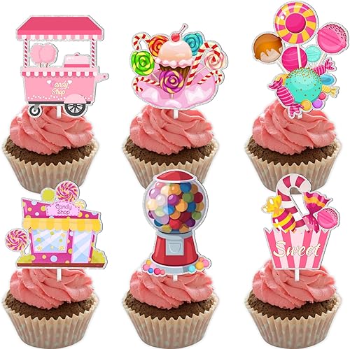 18 piezas de piruletas con purpurina rosa para decoración de postres y magdalenas, suministros de decoración para baby shower, niños y niñas,