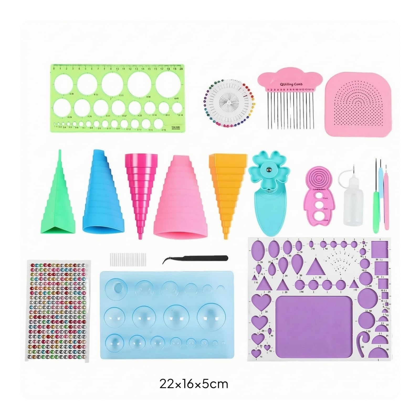 Gxdqxxd Paper Crafting Equipment Set per Quilling Carta Strumenti Kit Attrezzi Accessori Modelli in Plastica E Metallo con Template Geometrici Precisione