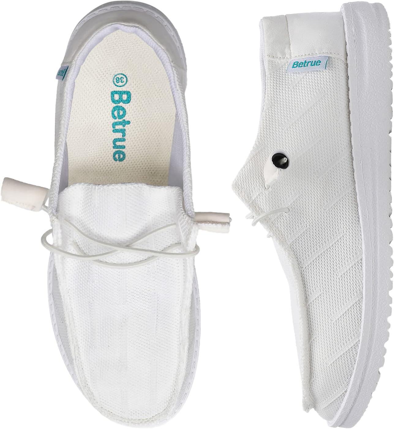 Betrue Women's Lightweight Boat Shoes, Casual Loafers, Slip On Deck Shoes, Breathable Canvas Sneakers