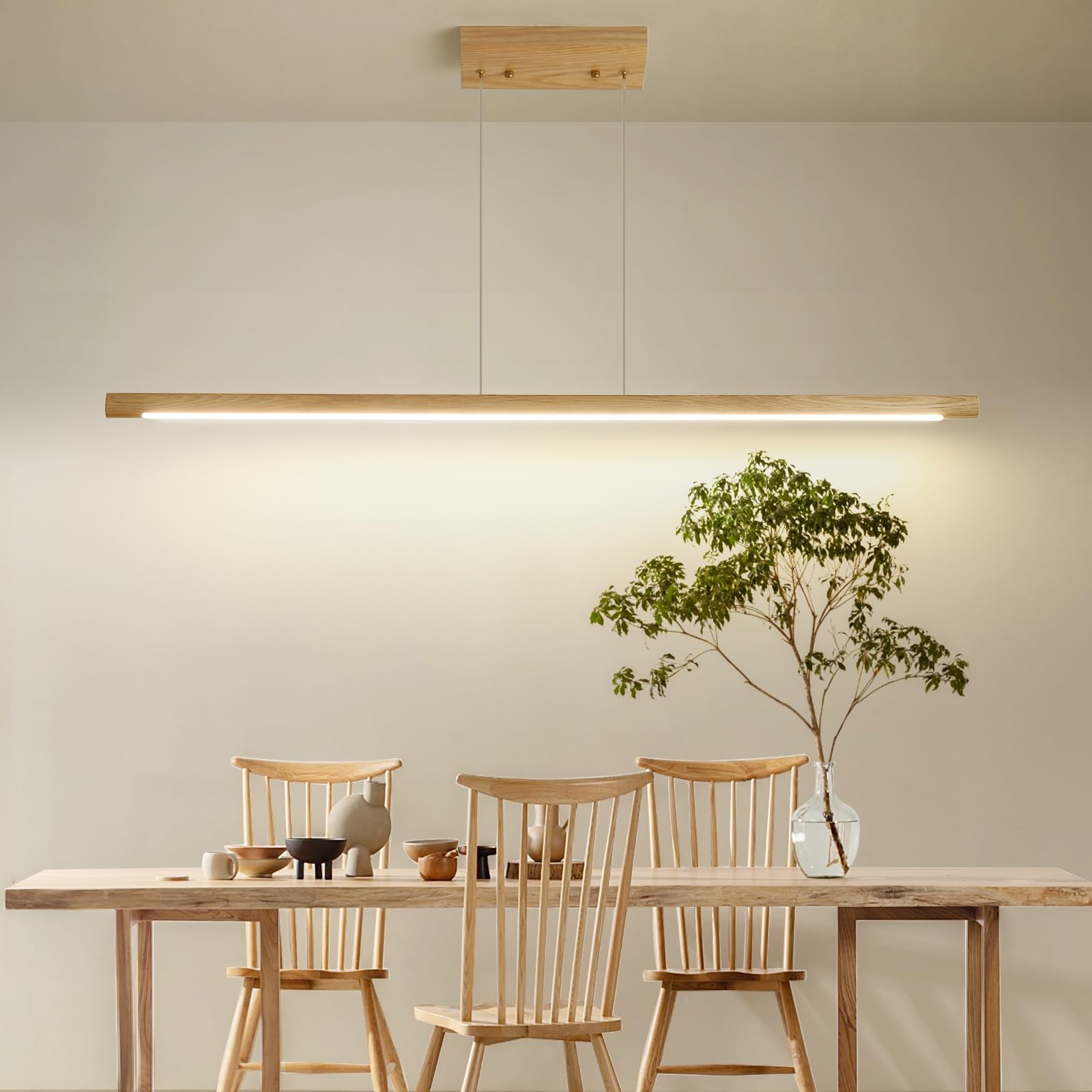 Mikeru 100cm Ash Wood Round Pendant Light