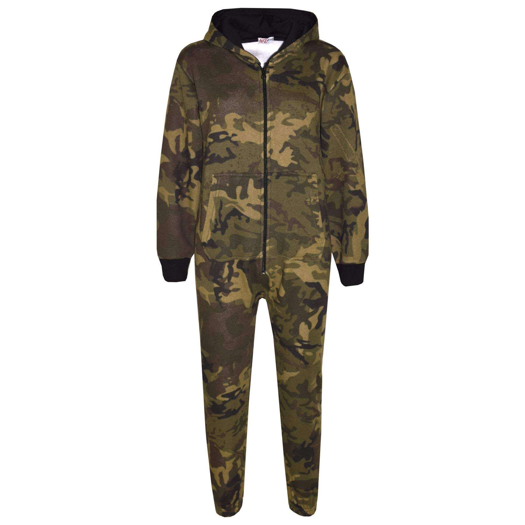 A2z 4 Kids Girls Green Boys Fleece Onesie Camouflage Soft Plush - Fleece Onesie A2z Camo 3-4