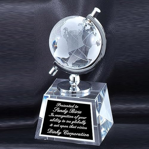Miniatura 2 de Globo giratorio de cristal óptico personalizable de 6 pulgadas, incluye personalización