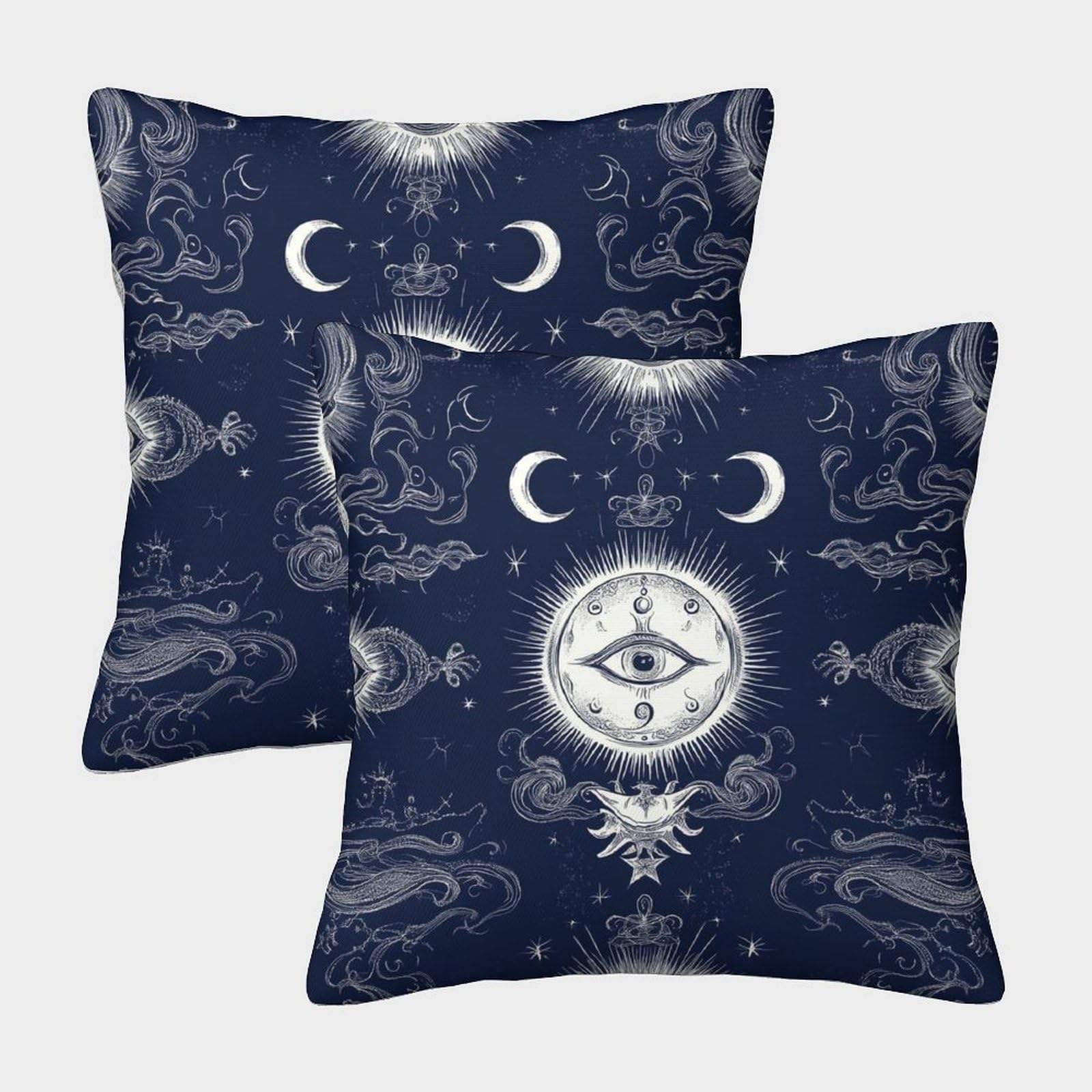 kaiyun 2 Pack 3D Moon, Sun, Stars, Eyes, Clouds, Ethereal Waves Cushion 3D Soft Touch Pillowcase,sofa Chair Home Furnishings 40x40cm