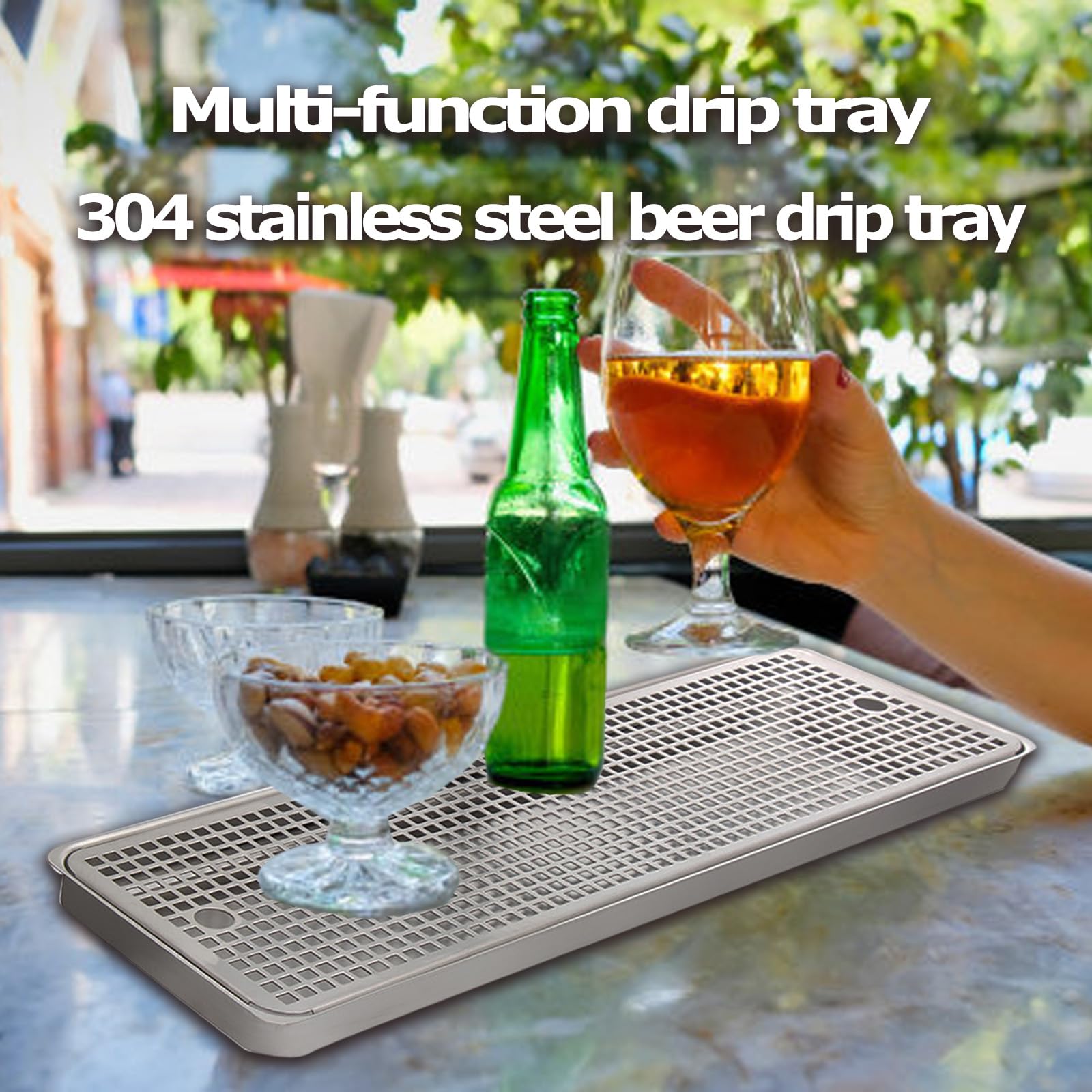 Vassoio di raccolta per birra in acciaio inox, 30 cm, vassoio di scarico rettangolare per baristi, ideale per caffè, bar e campeggio, vassoio per l'acqua, 50 cm di lunghezza