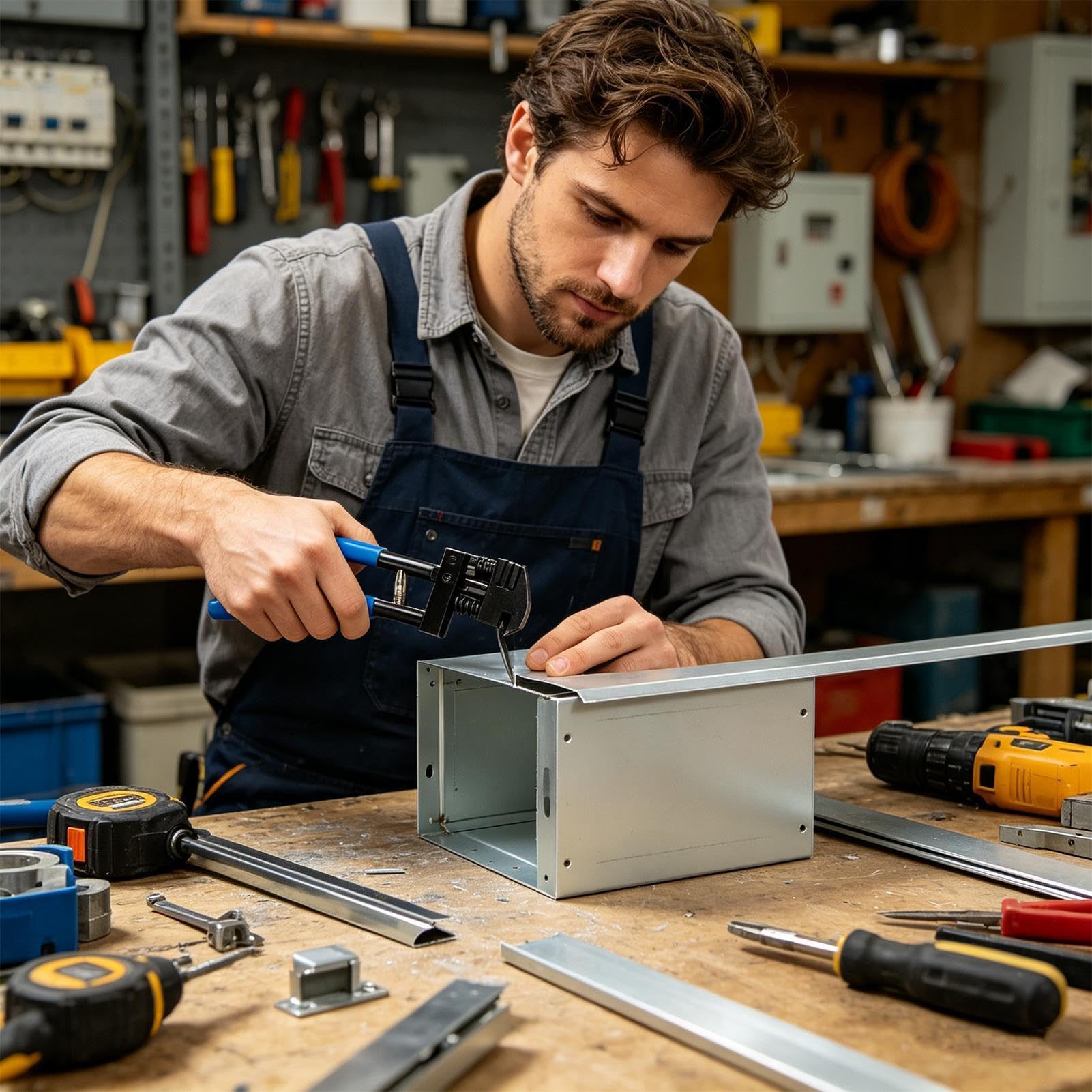 Alicates perforadores de chapa, herramienta multifunción de 5 mm para cargas pesadas, herramienta de perforación y rebordeado, para garaje y taller, carcasa eléctrica, trabajos de techado, sanitarios