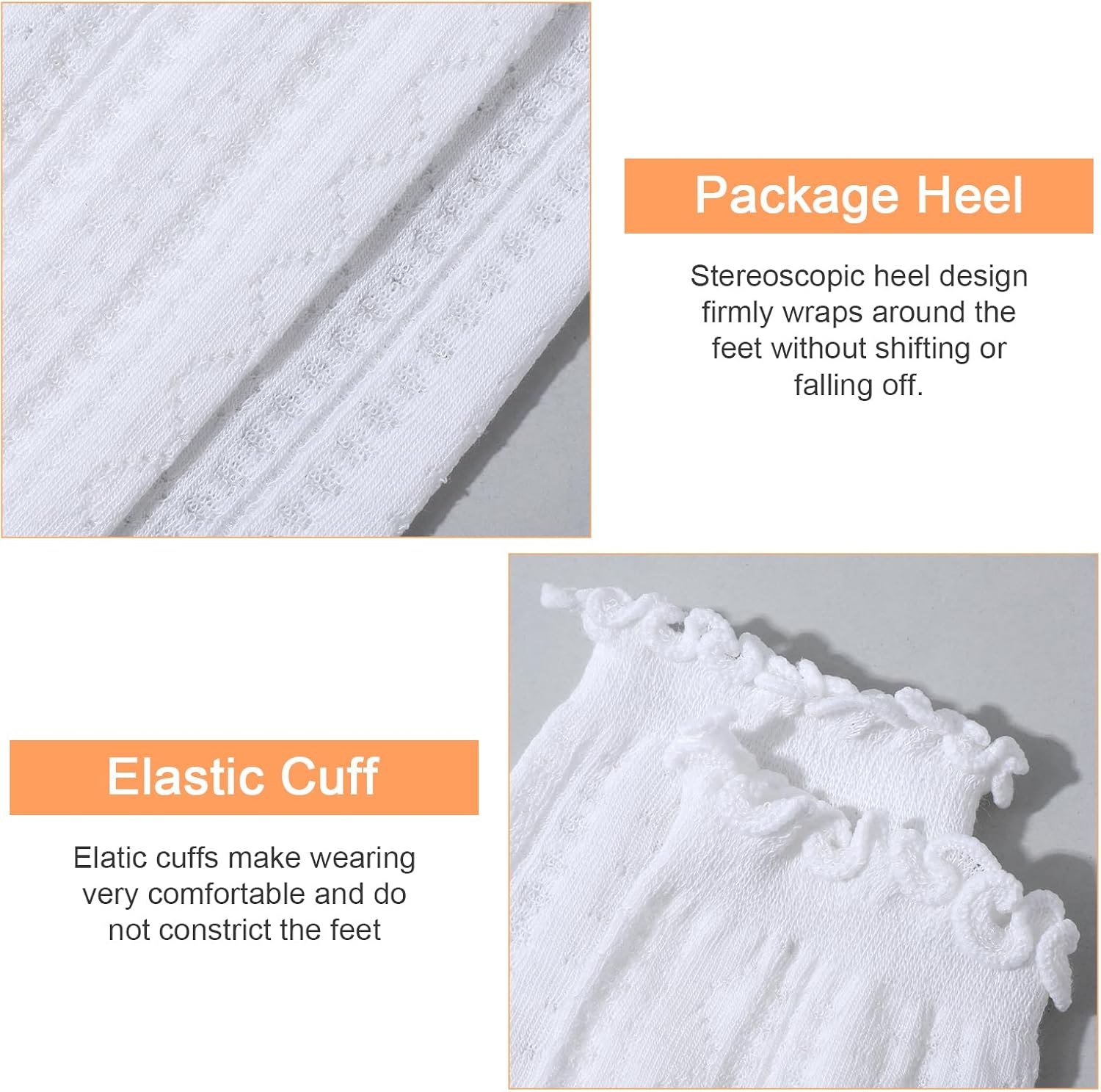 4 Pairs Womens Ruffle Socks, Mesh Cotton Hollow Socks, Casual Sheer Lace Sock, Ultra Thin Cool Frilly Sock for Women and Girl (White, Black)