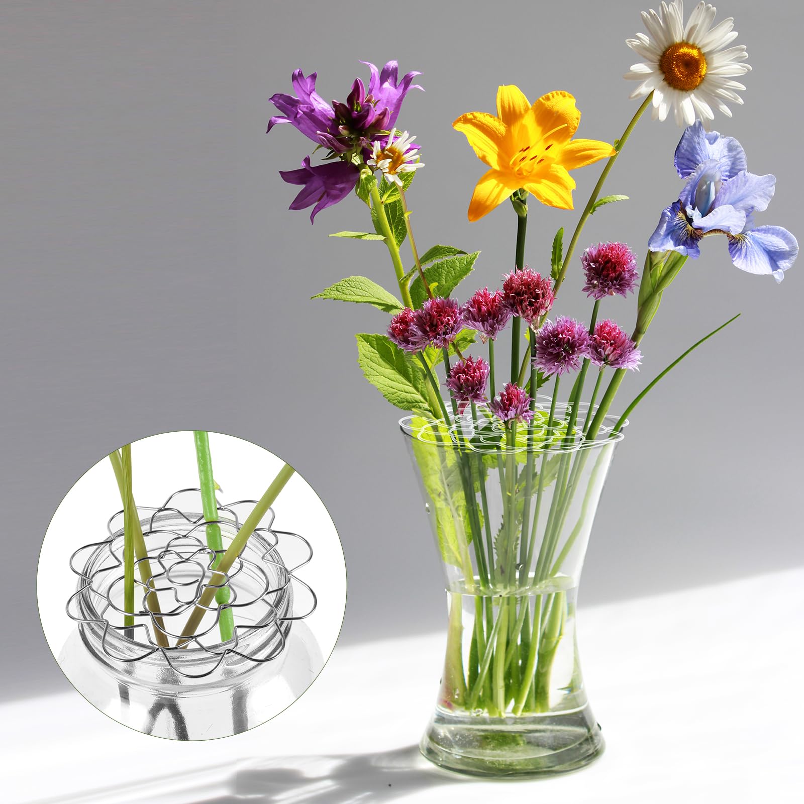 Galenecx Blumenretter Stielhalter - 3 Stück Metalldraht Gitter, Für Vasen & Blumenarrangements