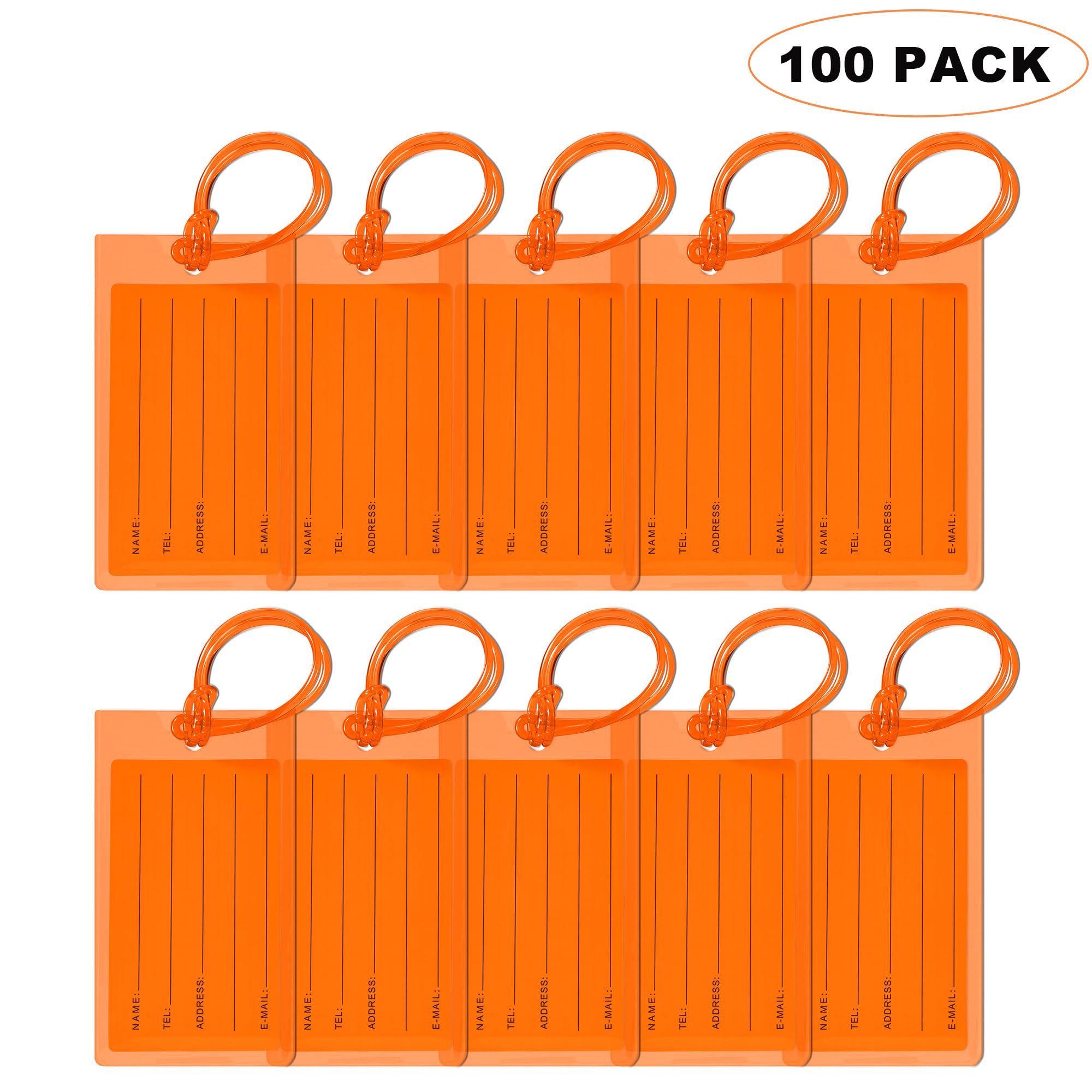100 Pack Luggage Tags for Suitcases, Airplane Travel Essentials for Flying, International Travel Must Haves, and Luggage Accessories by Sodsay