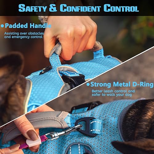 Miniatura 4 de Arnés para perro sin escape, arnés a prueba de escape, arnés totalmente reflectante con mango acolchado, transpirable, duradero, chaleco ajustable