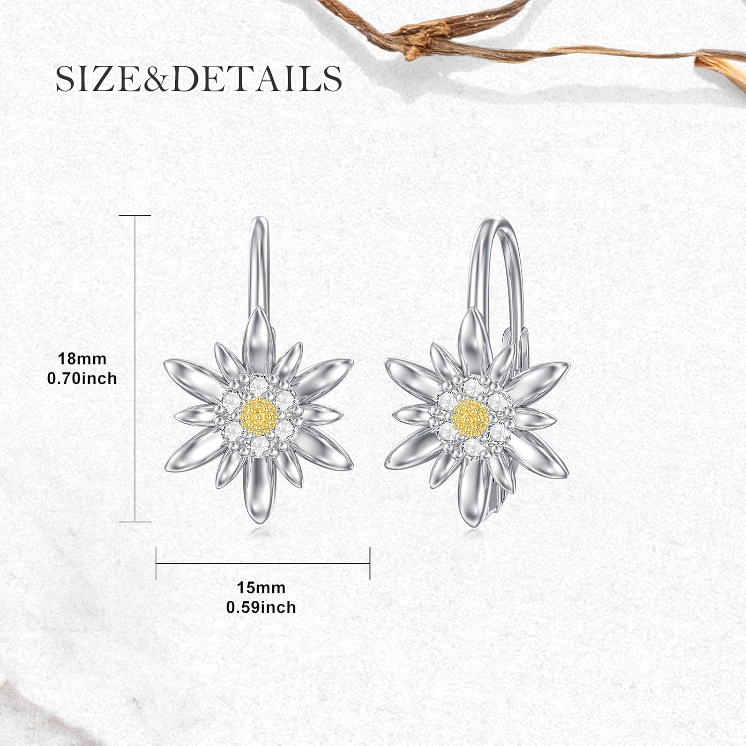 Edelweiss Jewelry Sterling Silver Edelweiss Flower Earrings White Flower Leverback Earrings Edelweiss Gifts for Women