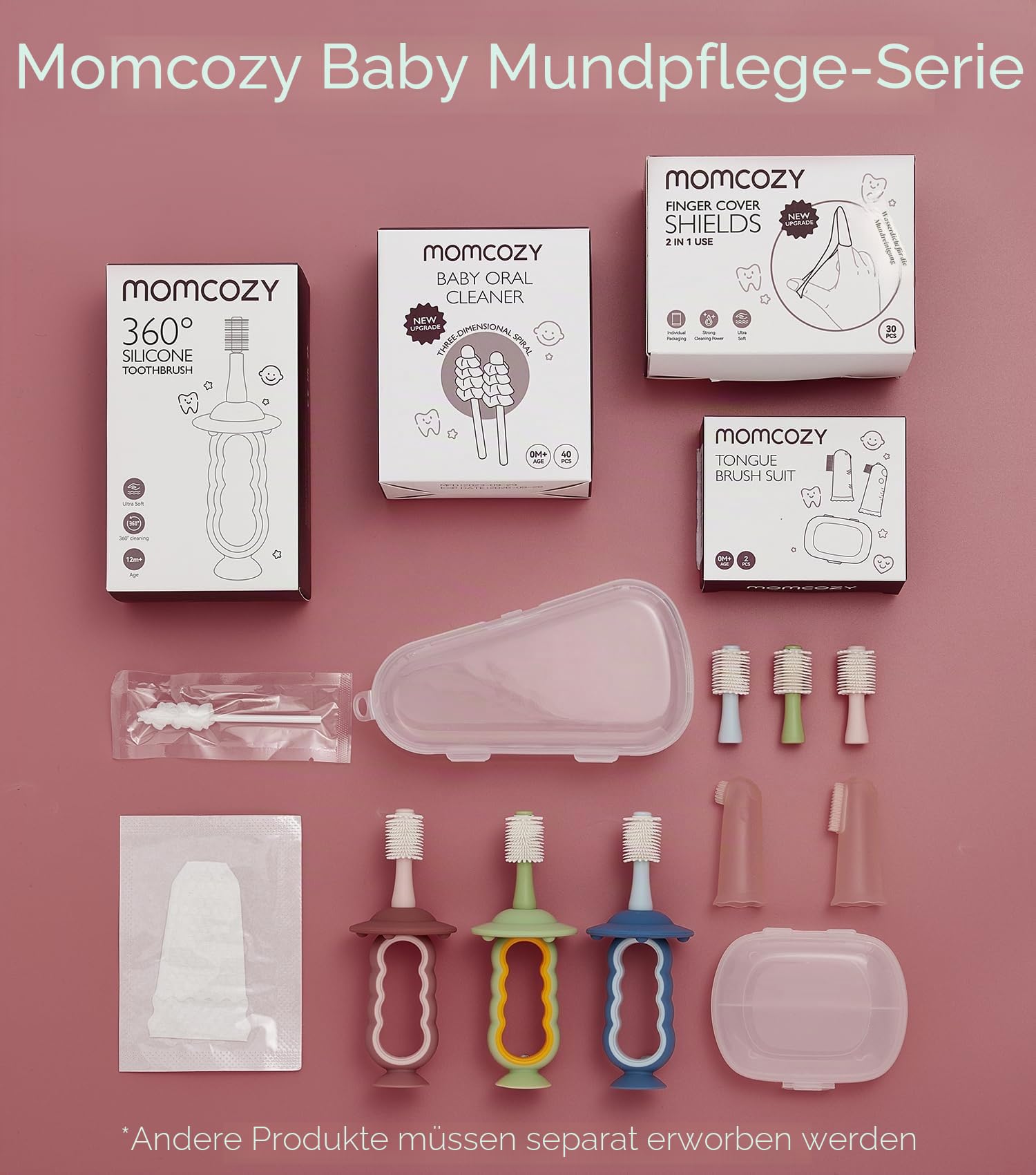 Momcozy Baby Zahnbürste, Kleinkind Zahnbürste 1-2, Säuglingszahnbürste 6 bis 12 Monate und älter, Mundreiniger, Baby Zungenreiniger, Grün