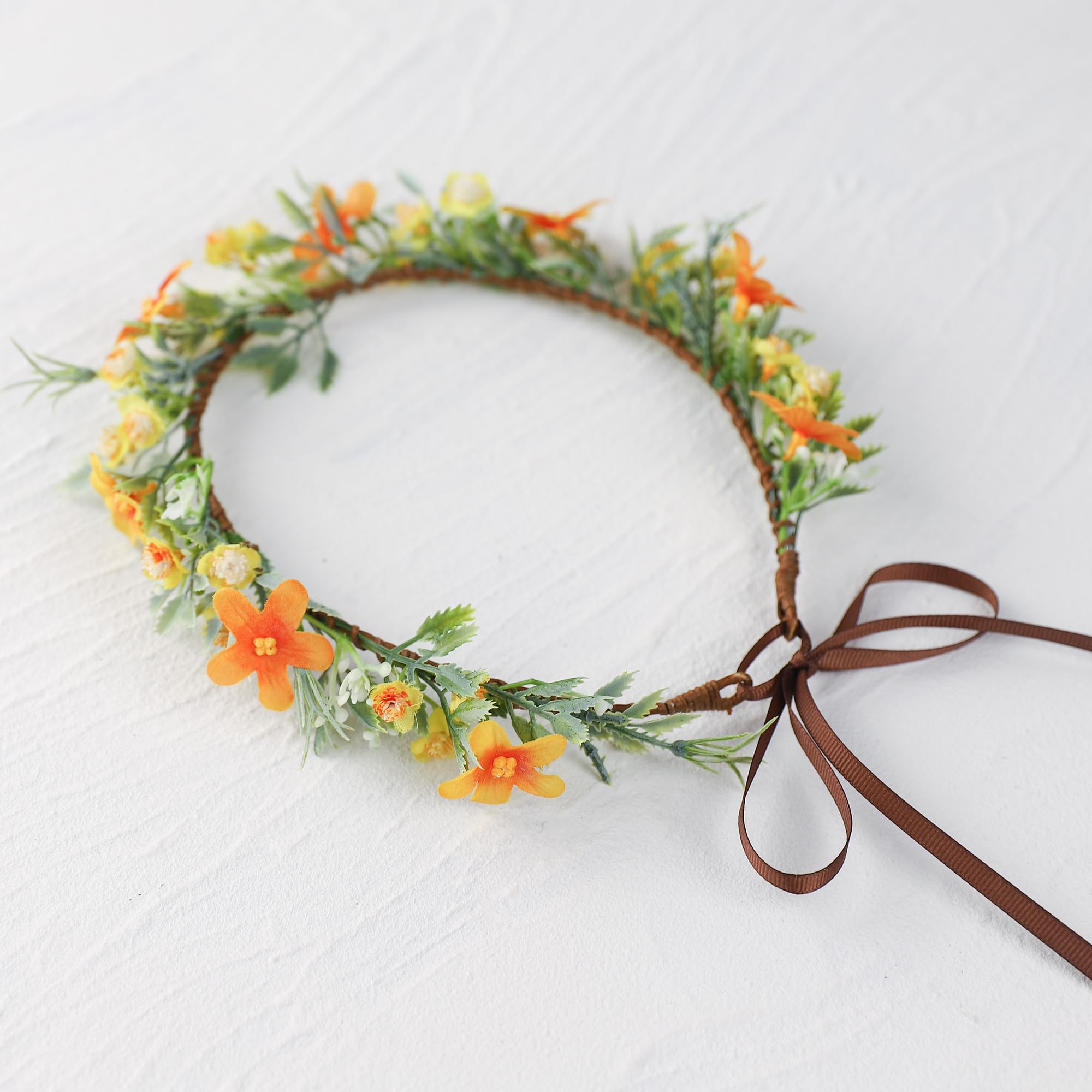 Orange flower headband with flower pin set Amazon.com : KorViSHOW Handmade Orange Flower Crown for  main image 4