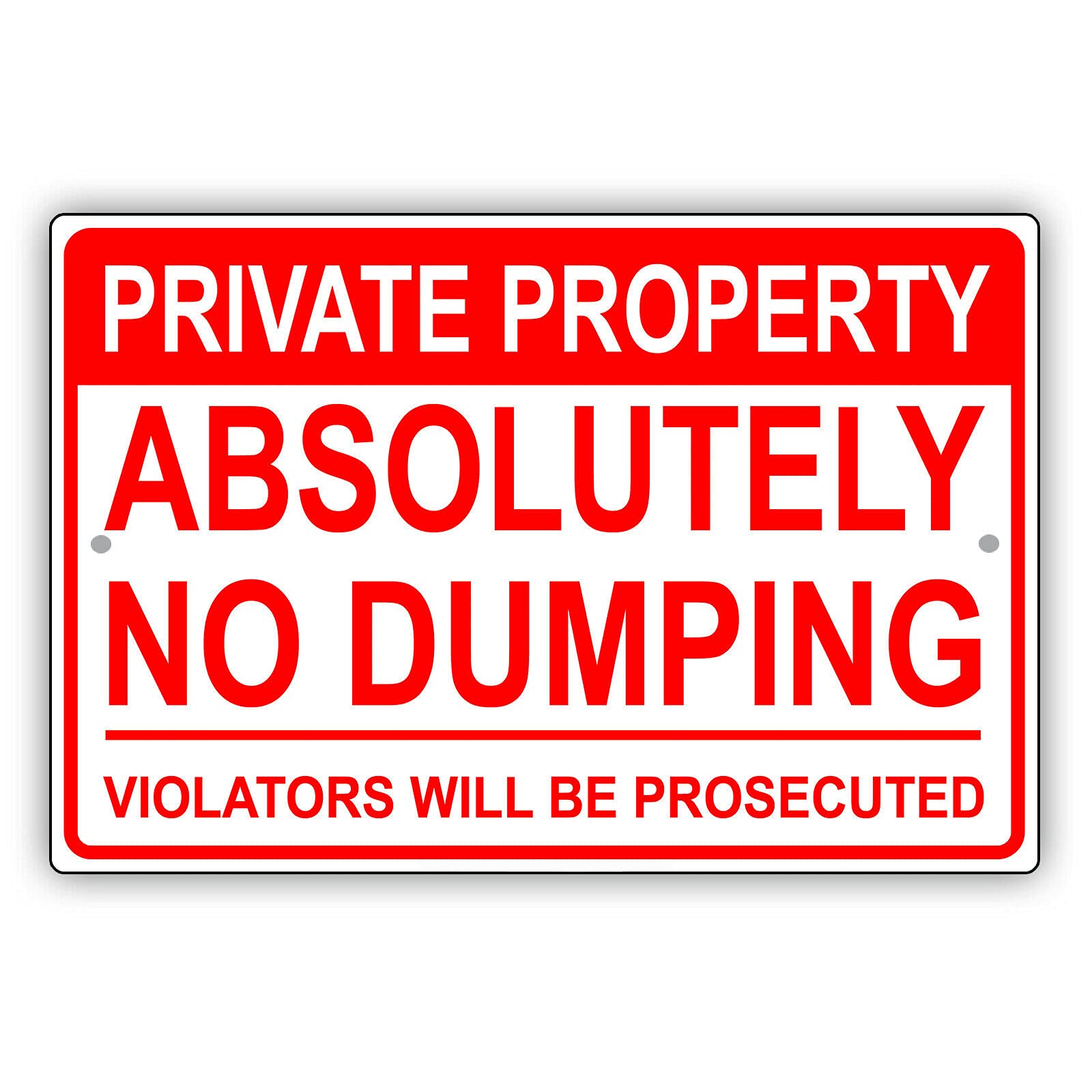 Private Land Waste Ban Metal Tin Sign, Absolutely No Dumping Violators Face Penalty Yard Wall Decor, 12x8 Inches Aluminum