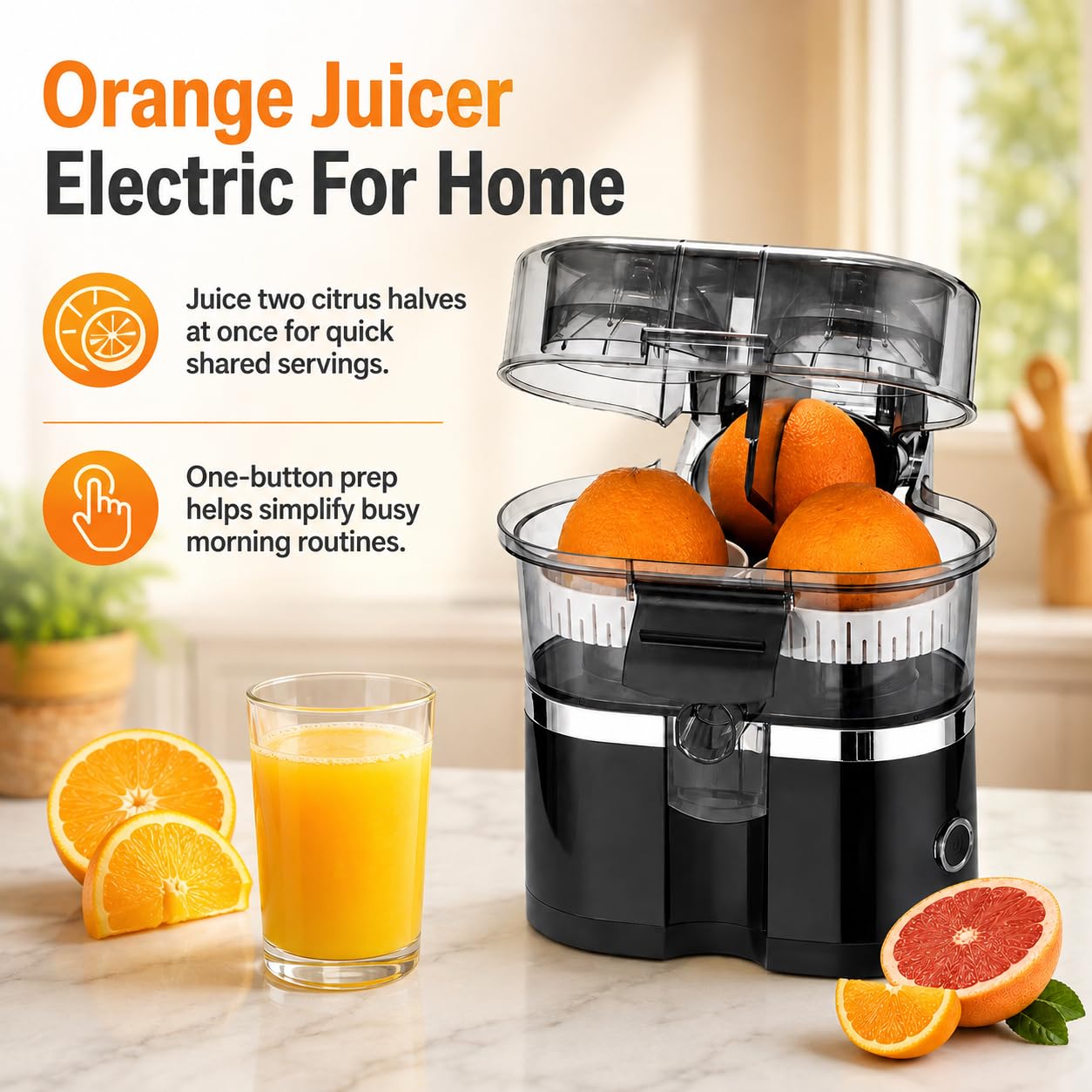 Presse-agrumes électrique, capacité 500 ml, extraction à double tête